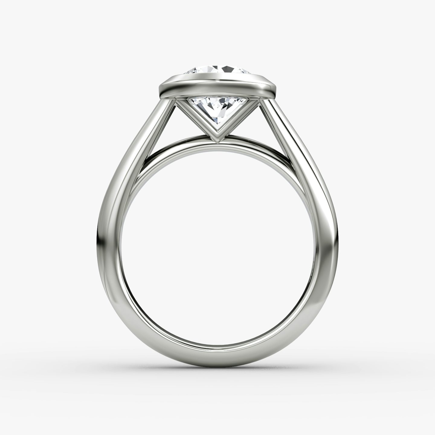 The Sculpture Bezel | Round Brilliant | 18k | White Gold | bandAccent: Plain | caratWeight: other | diamondOrientation: vertical