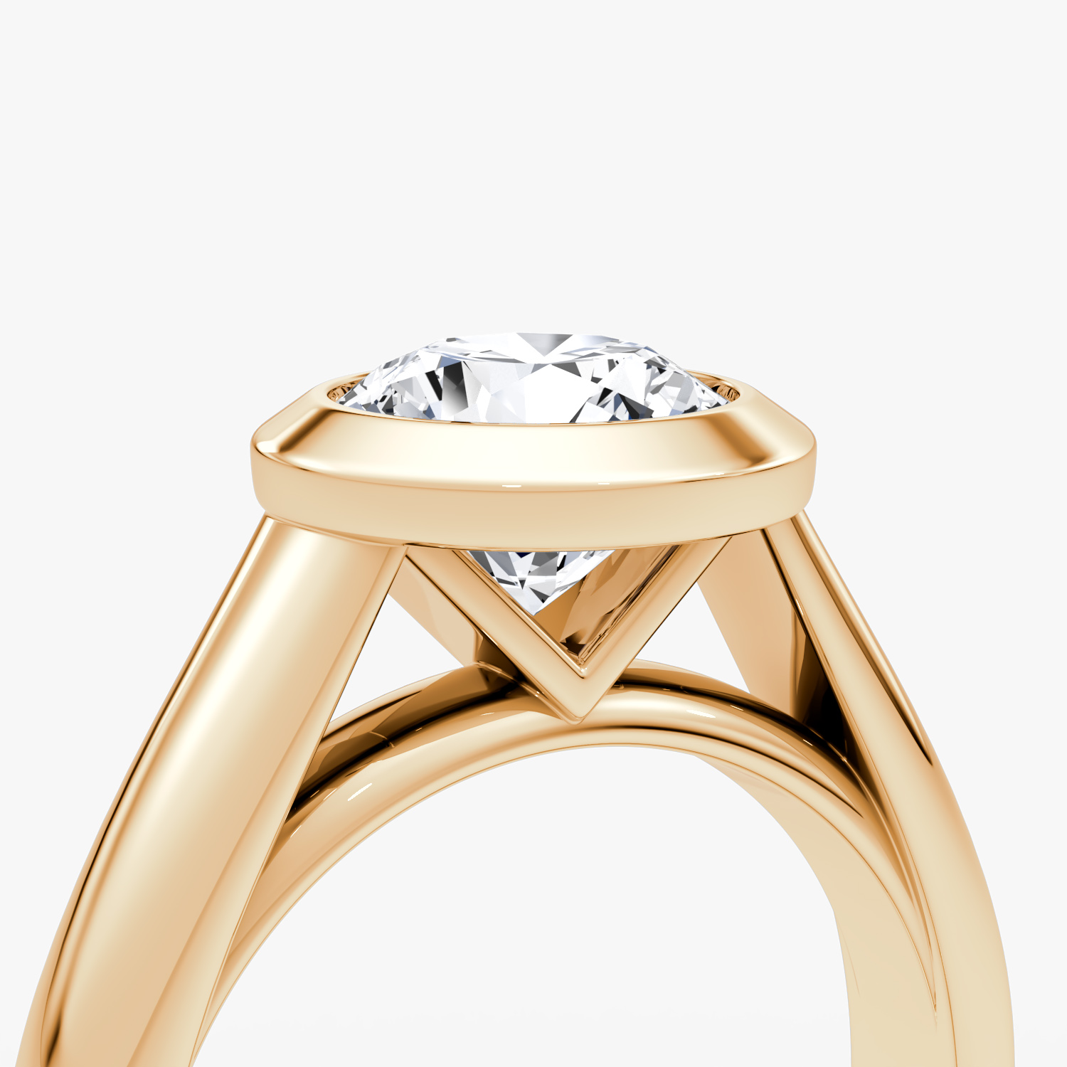 The Sculpture Bezel | Round Brilliant | 14k | Rose Gold | bandAccent: Plain | caratWeight: 2.0ct | diamondOrientation: vertical