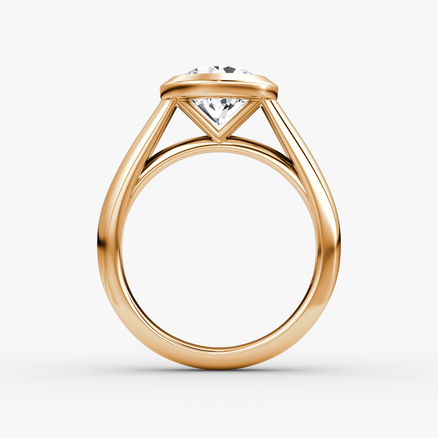 The Sculpture Bezel | Round Brilliant | 14k | Rose Gold | bandAccent: Plain | caratWeight: 1.5ct | diamondOrientation: vertical