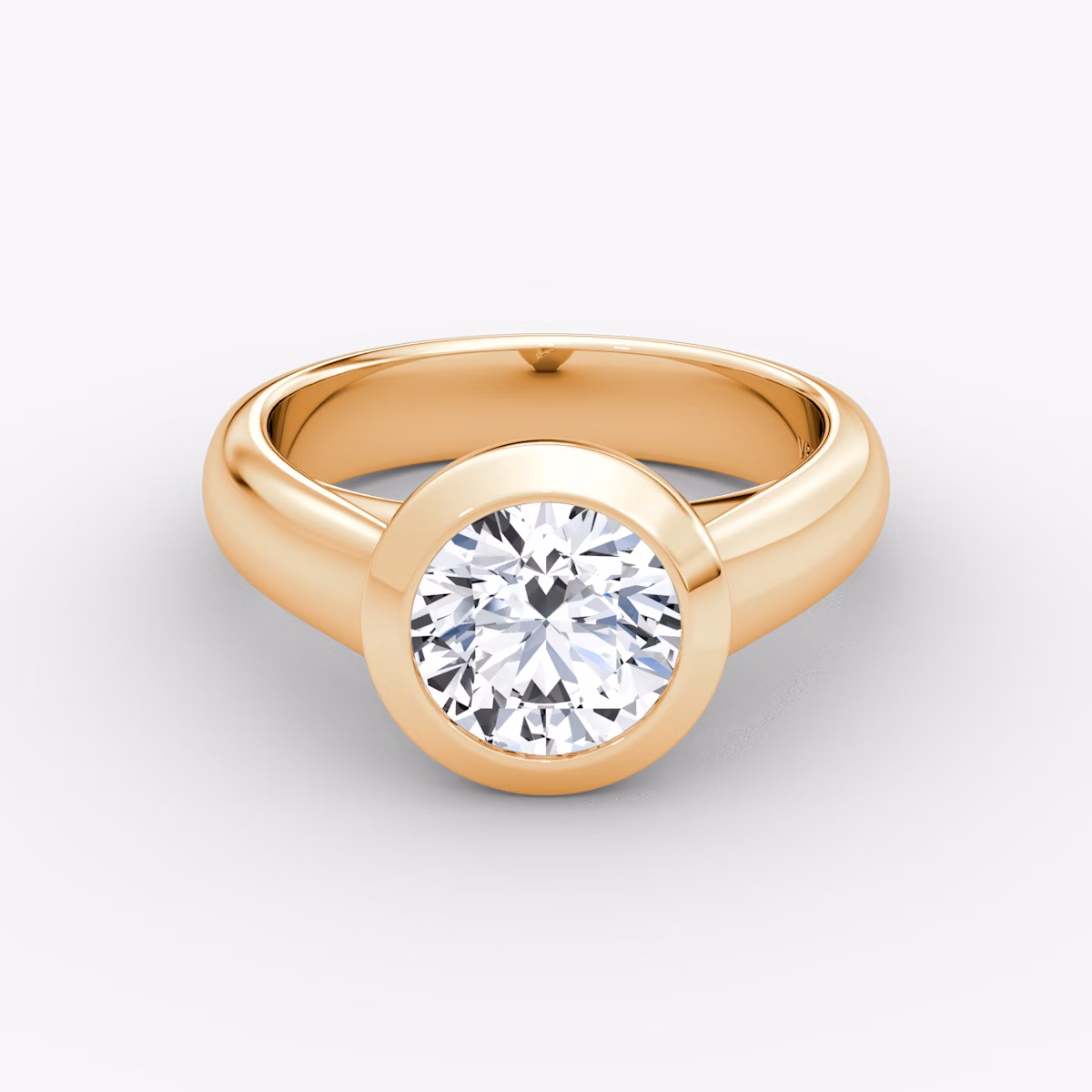 The Sculpture Bezel | Round Brilliant | 14k | Rose Gold | bandAccent: Plain | caratWeight: 1.5ct | diamondOrientation: vertical