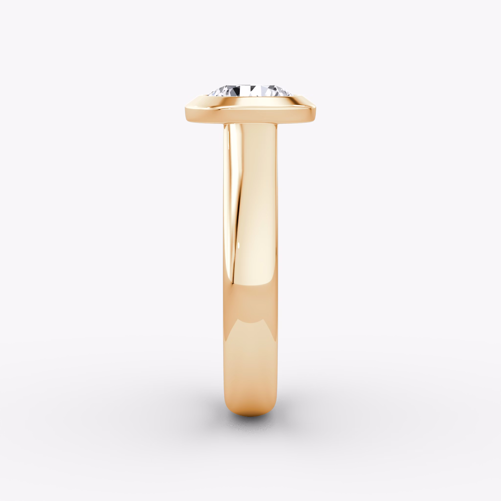 The Sculpture Bezel | Round Brilliant | 14k | Rose Gold | bandAccent: Plain | caratWeight: 1.5ct | diamondOrientation: vertical
