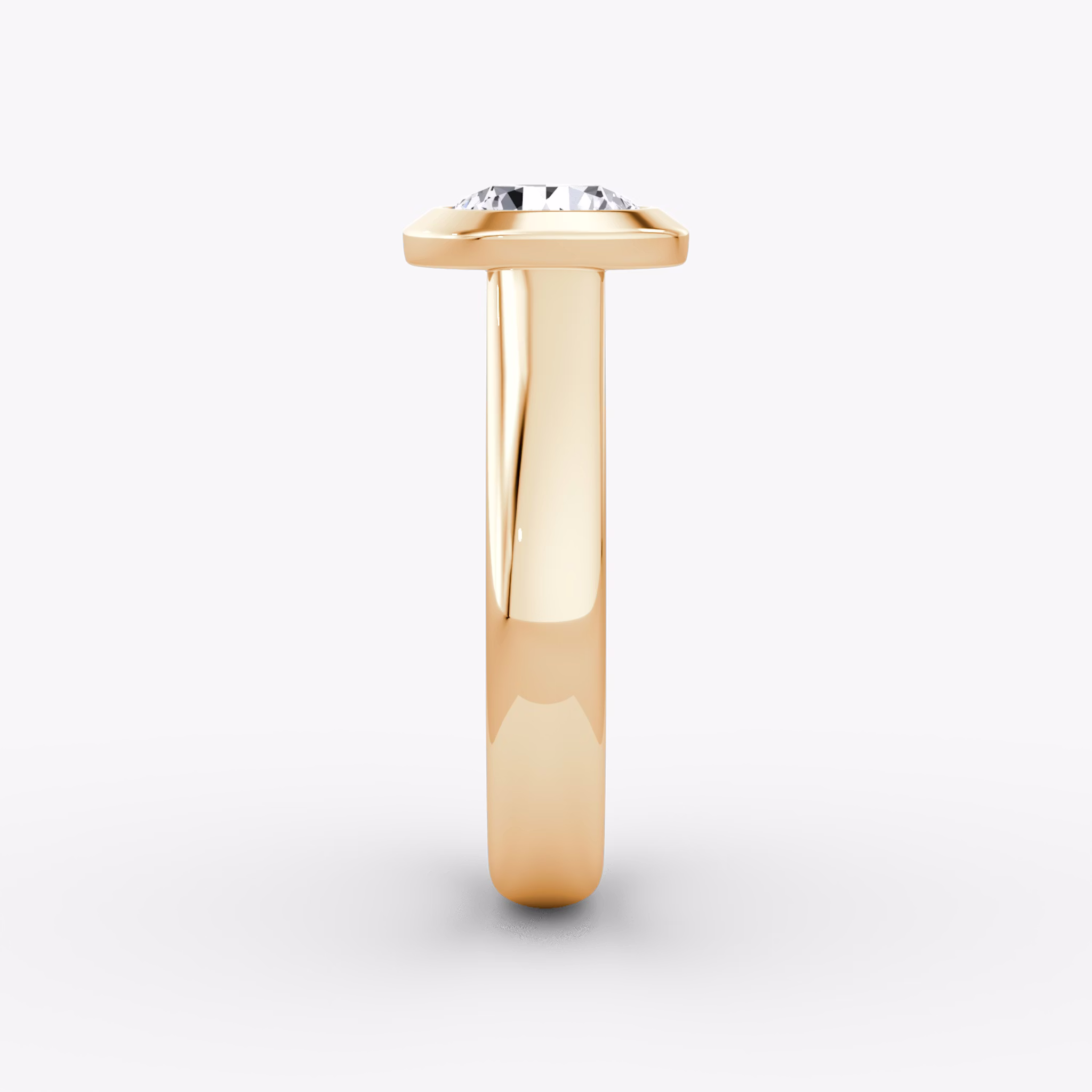 The Sculpture Bezel | Round Brilliant | 14k | Rose Gold | bandAccent: Plain | caratWeight: 1.0ct | diamondOrientation: vertical