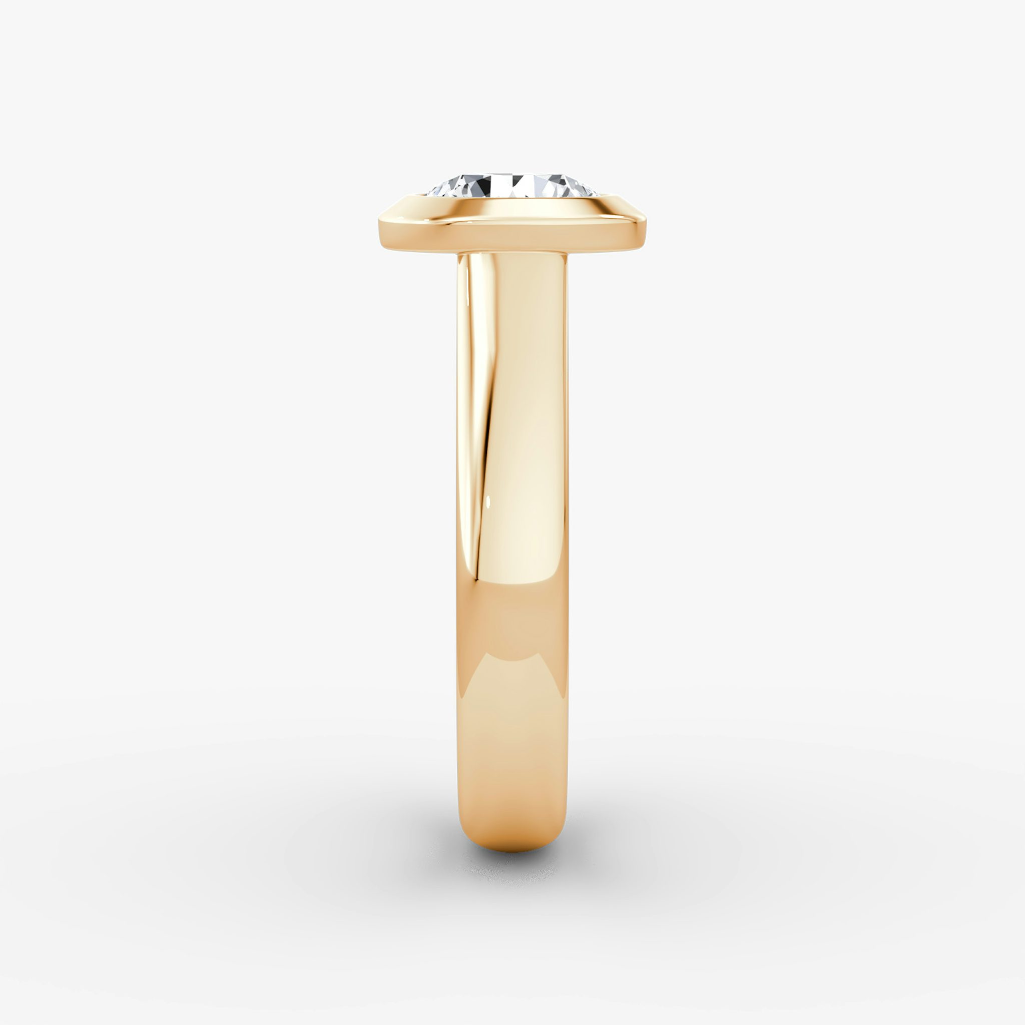 The Sculpture Bezel | Round Brilliant | 14k | Rose Gold | bandAccent: Plain | caratWeight: 1.0ct | diamondOrientation: vertical