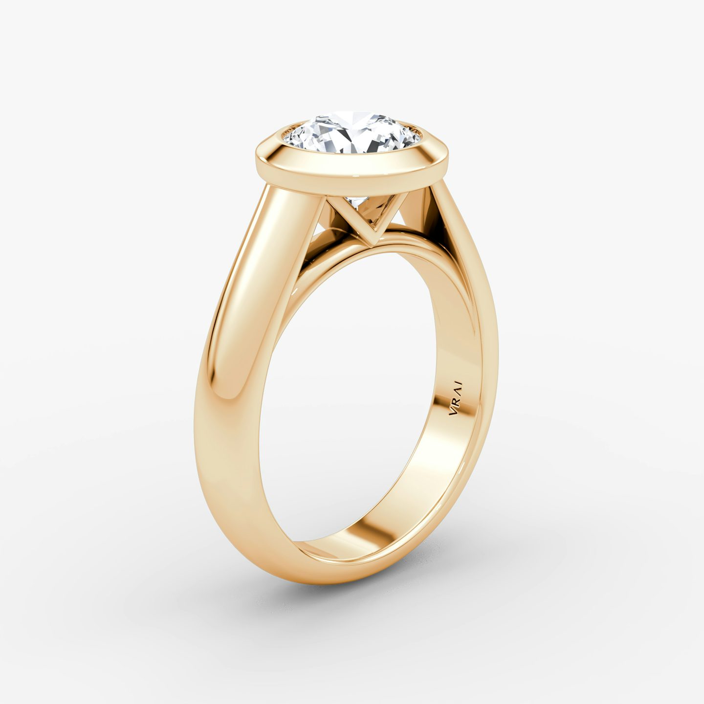 The Sculpture Bezel | Round Brilliant | 14k | Rose Gold | bandAccent: Plain | caratWeight: 1.0ct | diamondOrientation: vertical