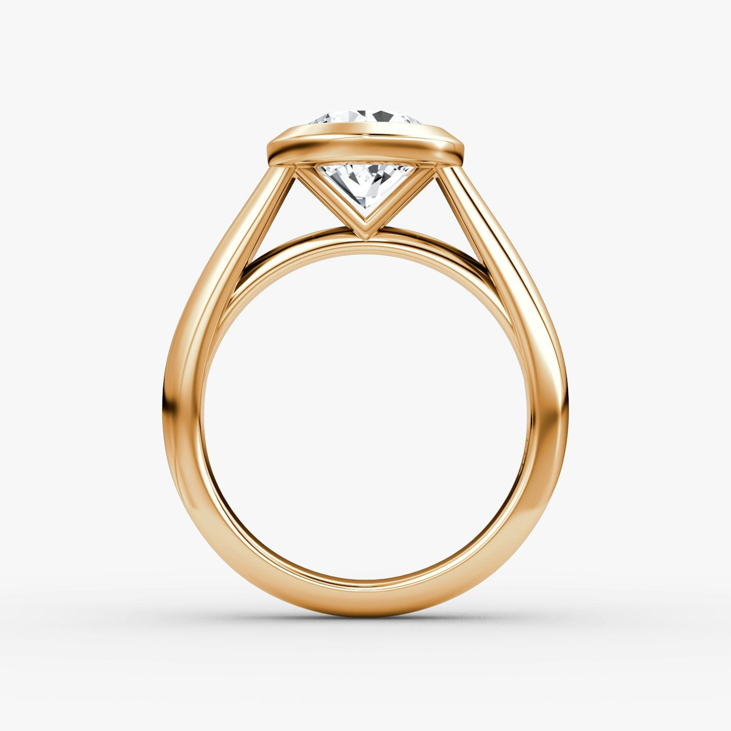 The Sculpture Bezel | Round Brilliant | 14k | Rose Gold | bandAccent: Plain | caratWeight: 1.0ct | diamondOrientation: vertical