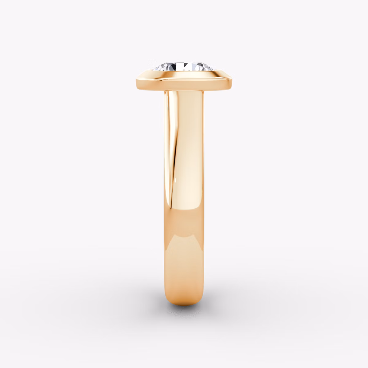 The Sculpture Bezel | Round Brilliant | 14k | Rose Gold | bandAccent: Plain | caratWeight: other | diamondOrientation: vertical