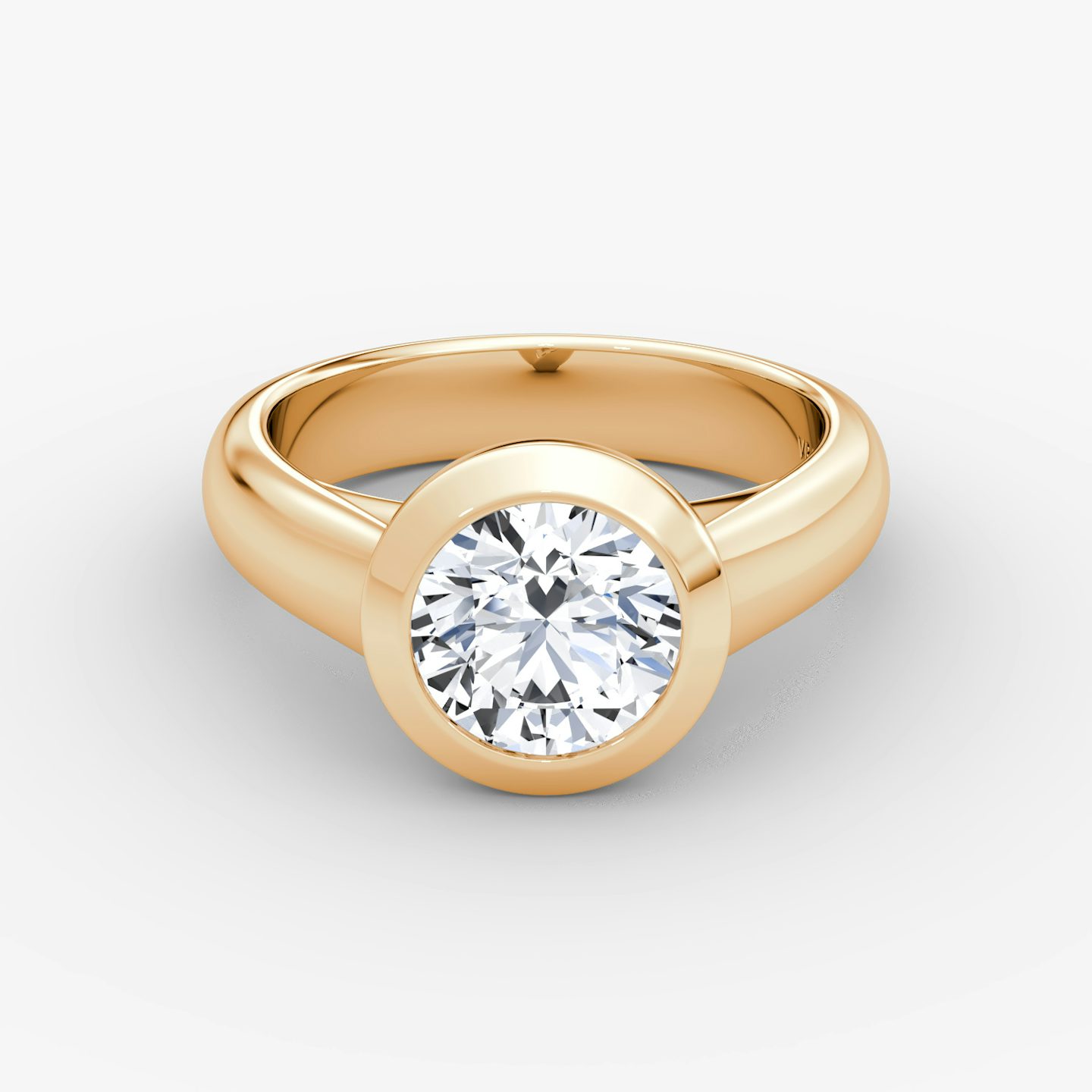 The Sculpture Bezel | Round Brilliant | 14k | Rose Gold | bandAccent: Plain | caratWeight: other | diamondOrientation: vertical