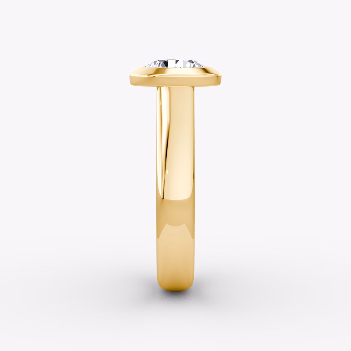 The Sculpture Bezel | Round Brilliant | 18k | Yellow Gold | bandAccent: Plain | caratWeight: 1.5ct | diamondOrientation: vertical