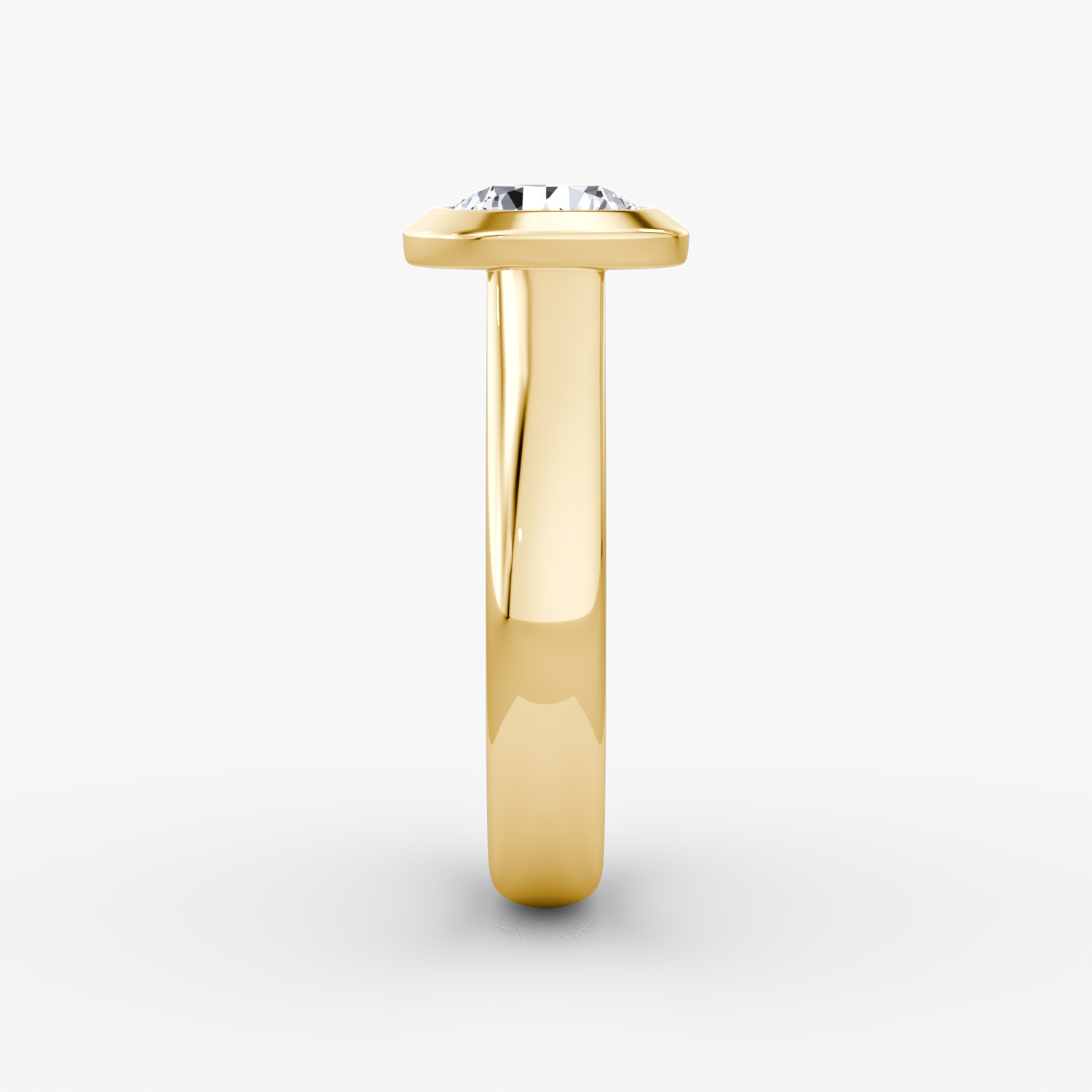 The Sculpture Bezel | Round Brilliant | 18k | Yellow Gold | bandAccent: Plain | caratWeight: 1.0ct | diamondOrientation: vertical