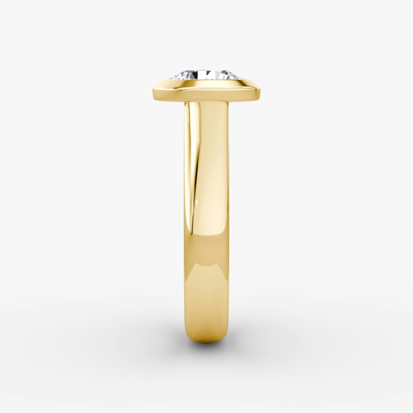 The Sculpture Bezel | Round Brilliant | 18k | Yellow Gold | bandAccent: Plain | caratWeight: 1.0ct | diamondOrientation: vertical