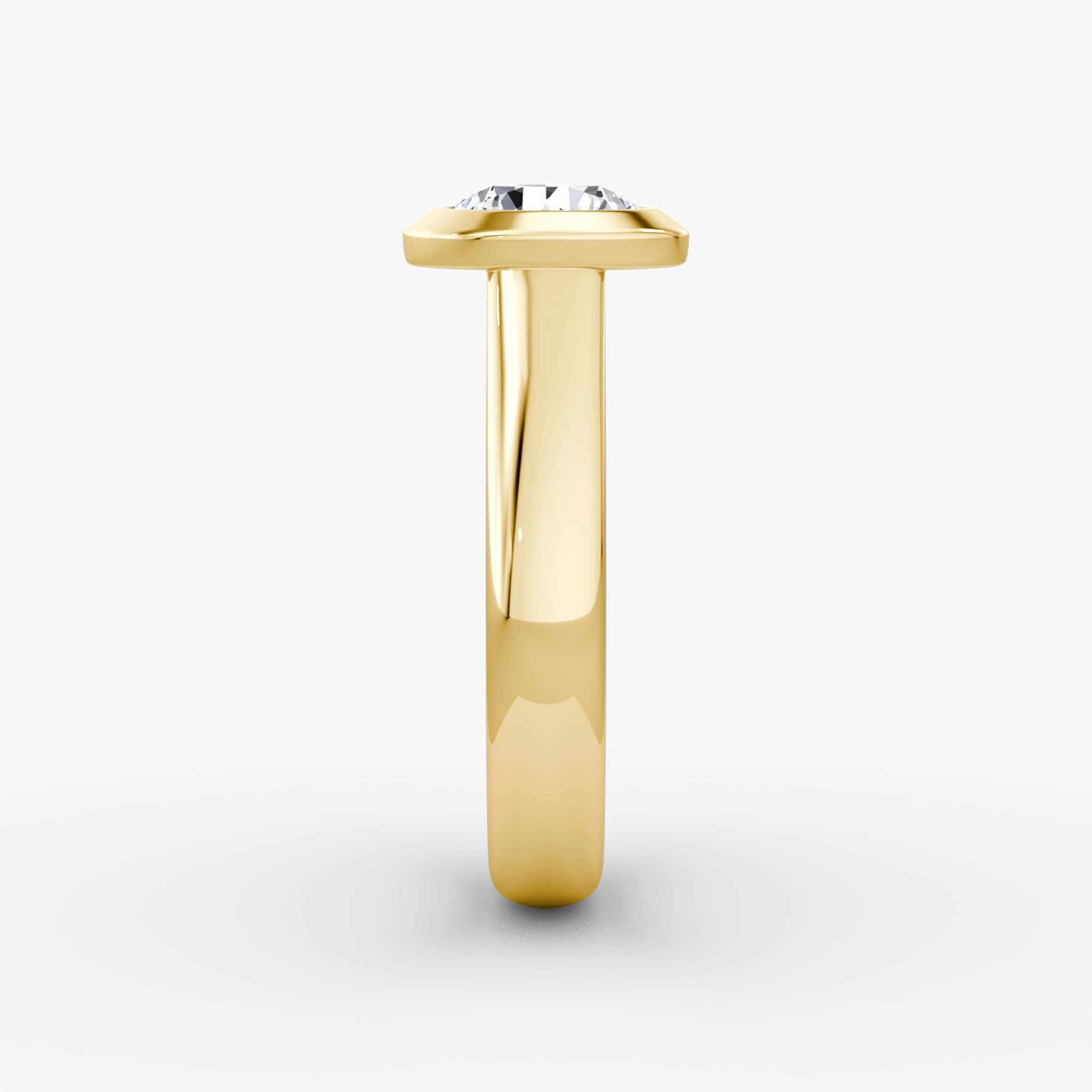 The Sculpture Bezel | Round Brilliant | 18k | Yellow Gold | bandAccent: Plain | caratWeight: 1.0ct | diamondOrientation: vertical