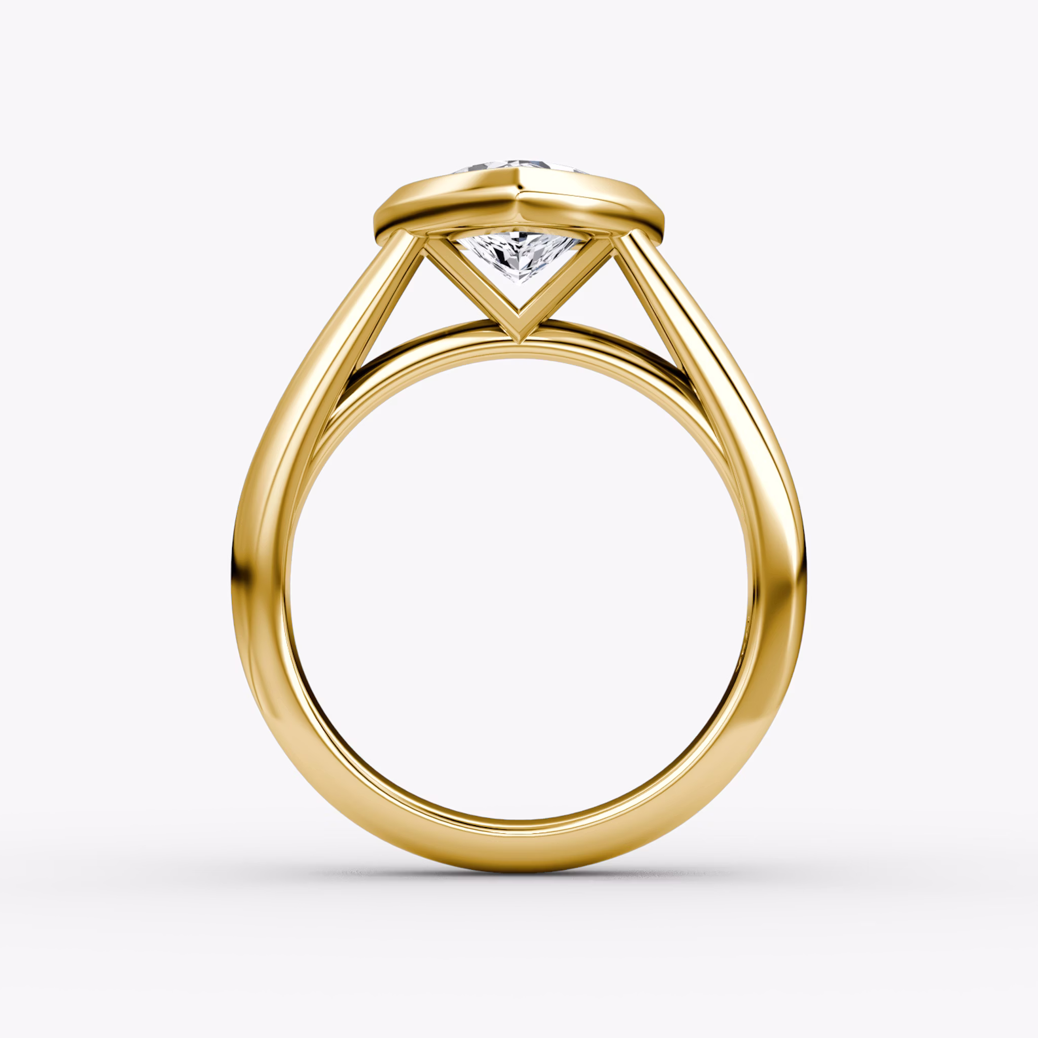 The Sculpture Bezel | Trillion | 18k | Yellow Gold | bandAccent: Plain | diamondOrientation: vertical | caratWeight: other