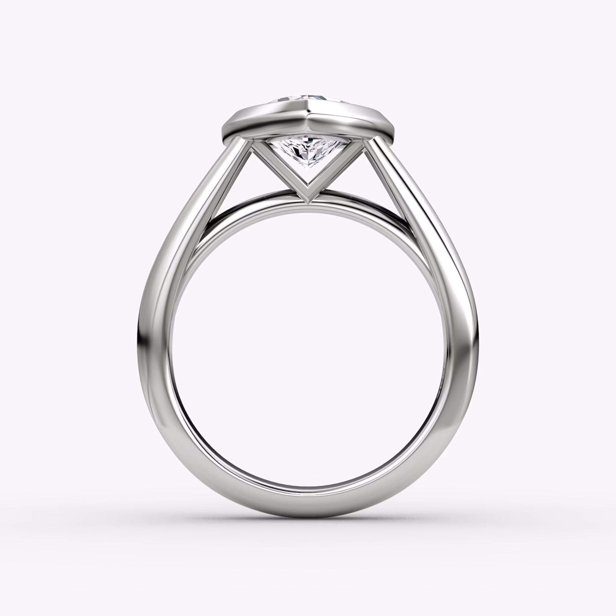 The Sculpture Bezel | Trillion | 18k | White Gold | bandAccent: Plain | diamondOrientation: vertical | caratWeight: other