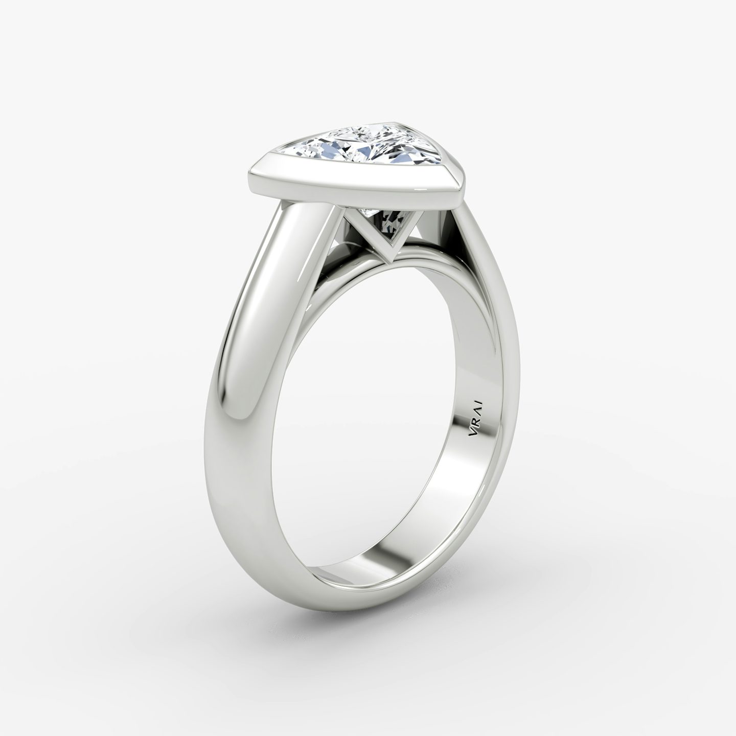 The Sculpture Bezel | Trillion | 18k | White Gold | bandAccent: Plain | diamondOrientation: vertical | caratWeight: other