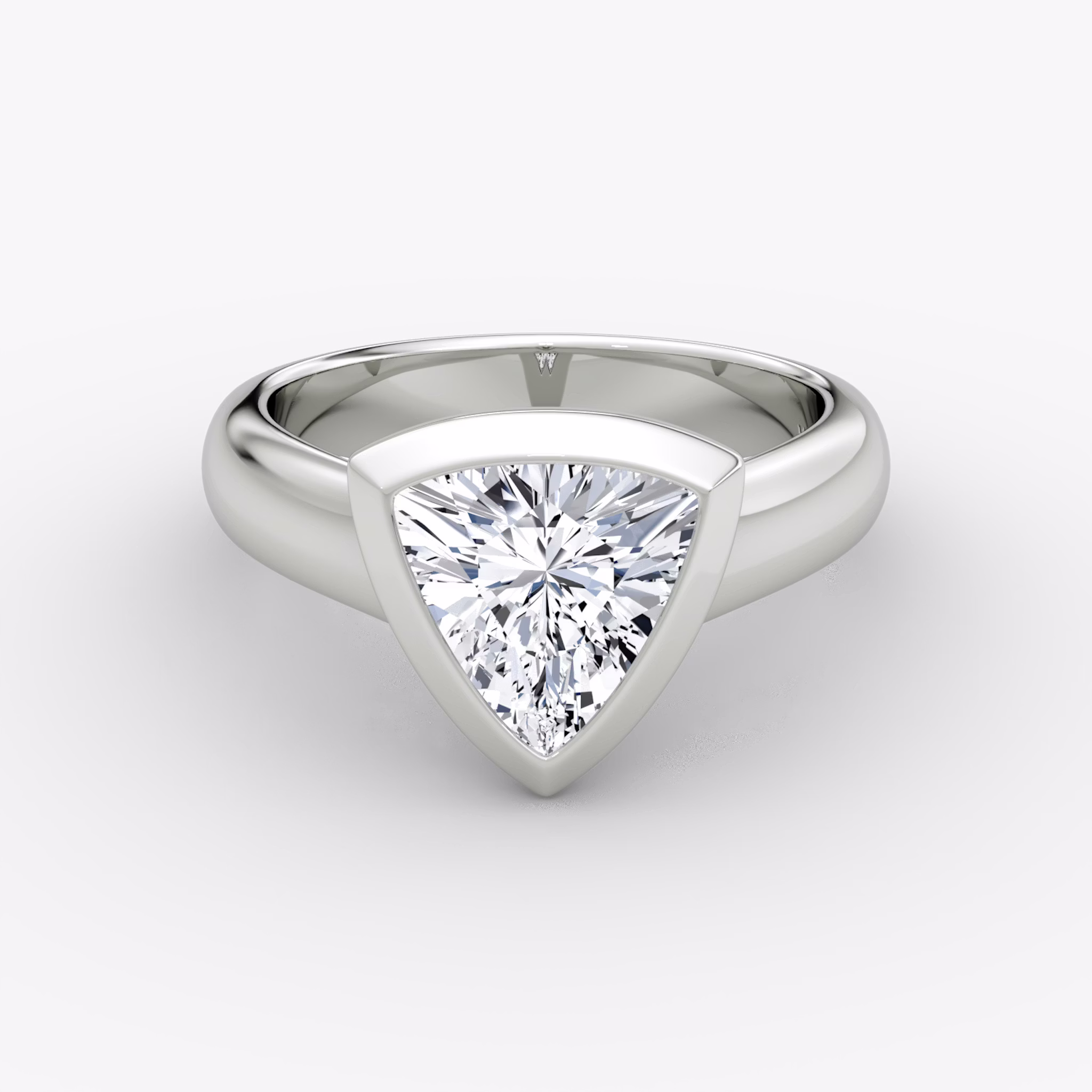 The Sculpture Bezel | Trillion | Platinum | bandAccent: Plain | diamondOrientation: vertical | caratWeight: other