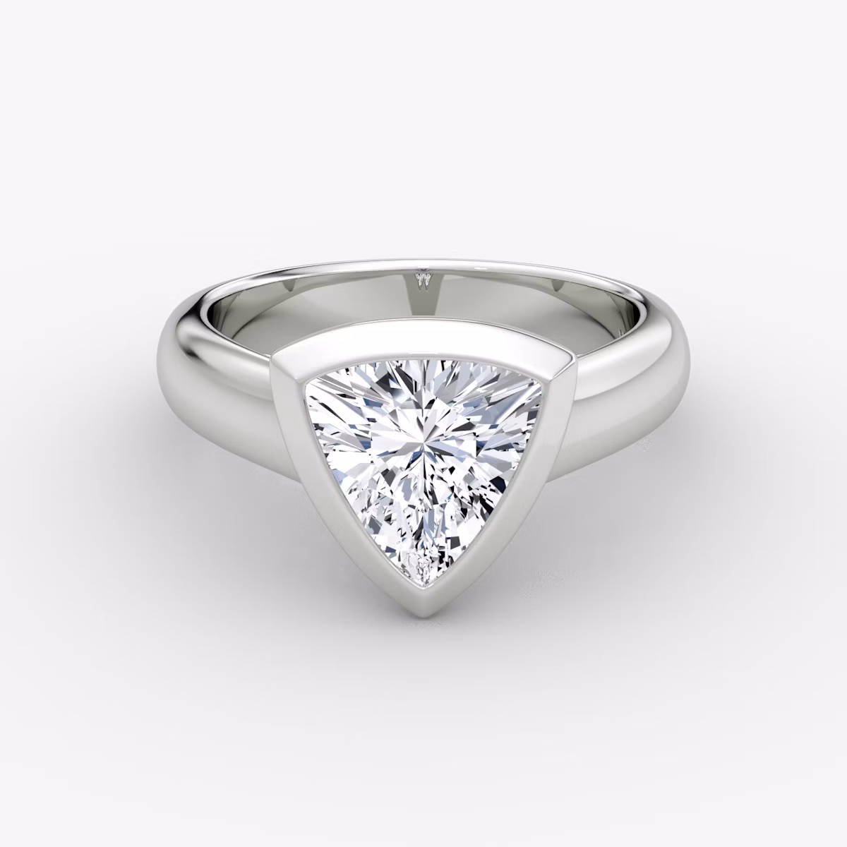 The Sculpture Bezel | Trillion | 18k | White Gold | bandAccent: Plain | diamondOrientation: vertical | caratWeight: other