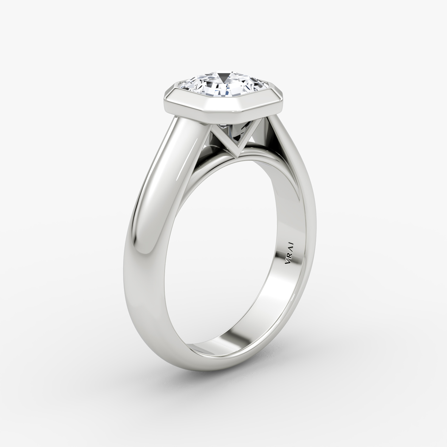 The Sculpture Bezel | Asscher | Platinum | bandAccent: Plain | diamondOrientation: vertical | caratWeight: other