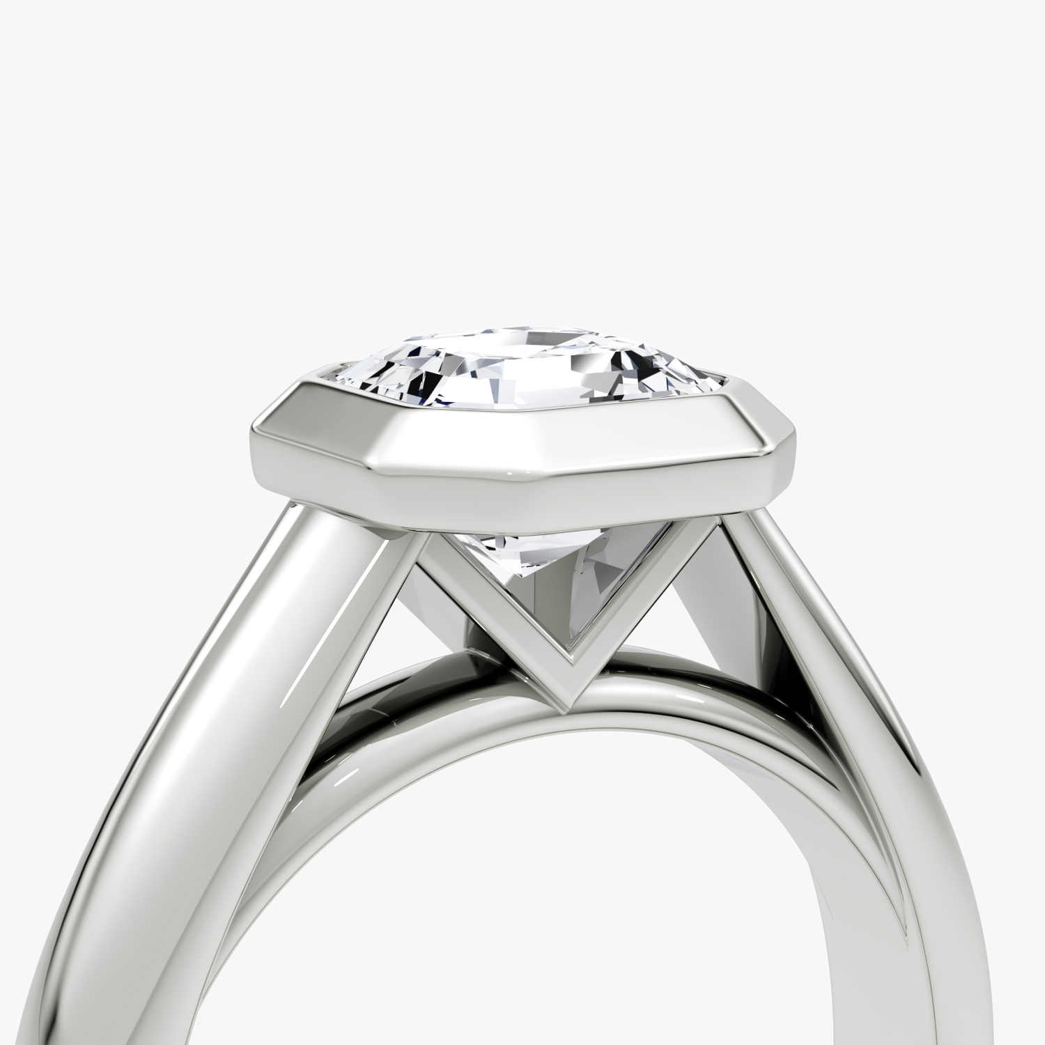 The Sculpture Bezel | Asscher | Platinum | bandAccent: Plain | diamondOrientation: vertical | caratWeight: other