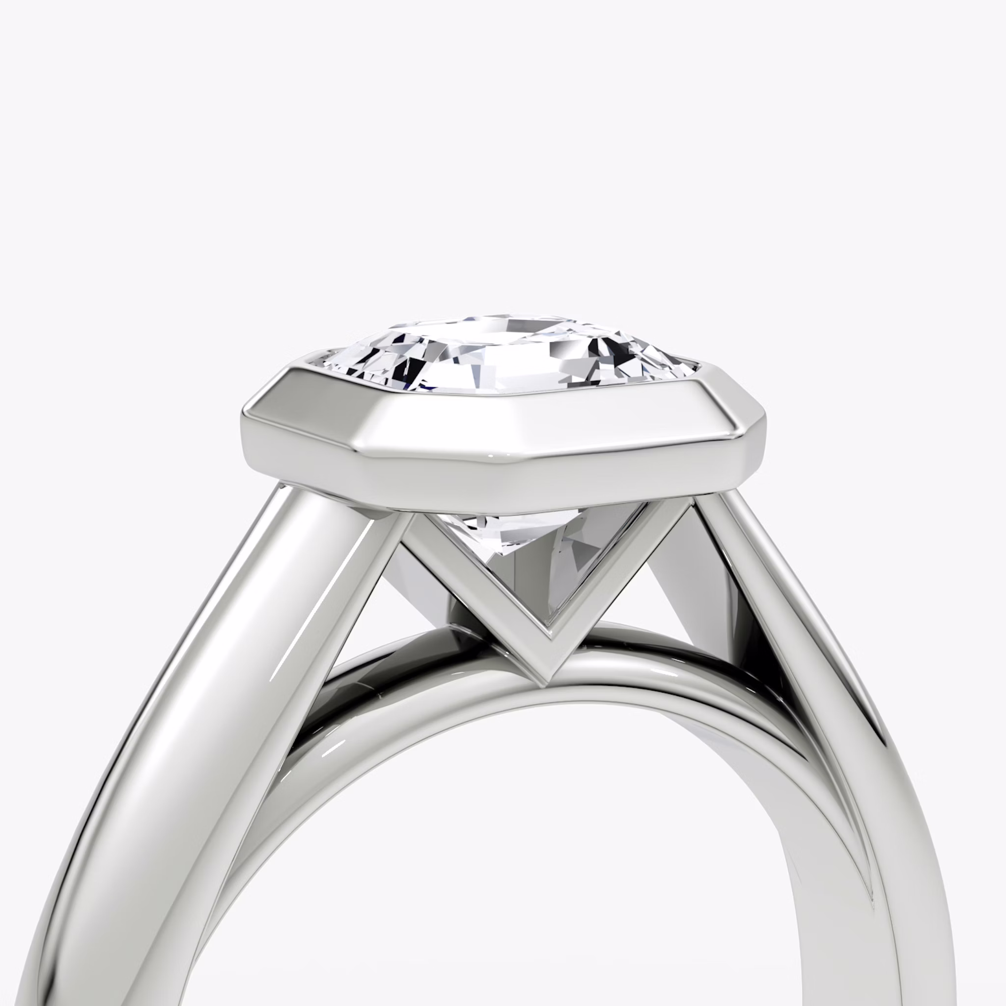 The Sculpture Bezel | Asscher | Platinum | bandAccent: Plain | diamondOrientation: vertical | caratWeight: other