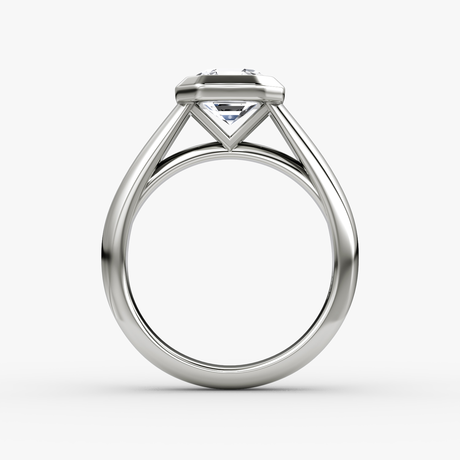 The Sculpture Bezel | Asscher | Platinum | bandAccent: Plain | diamondOrientation: vertical | caratWeight: other