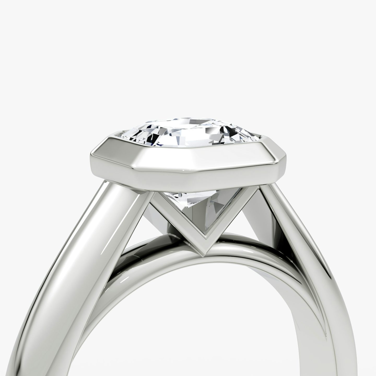 The Sculpture Bezel | Asscher | 18k | White Gold | bandAccent: Plain | diamondOrientation: vertical | caratWeight: other