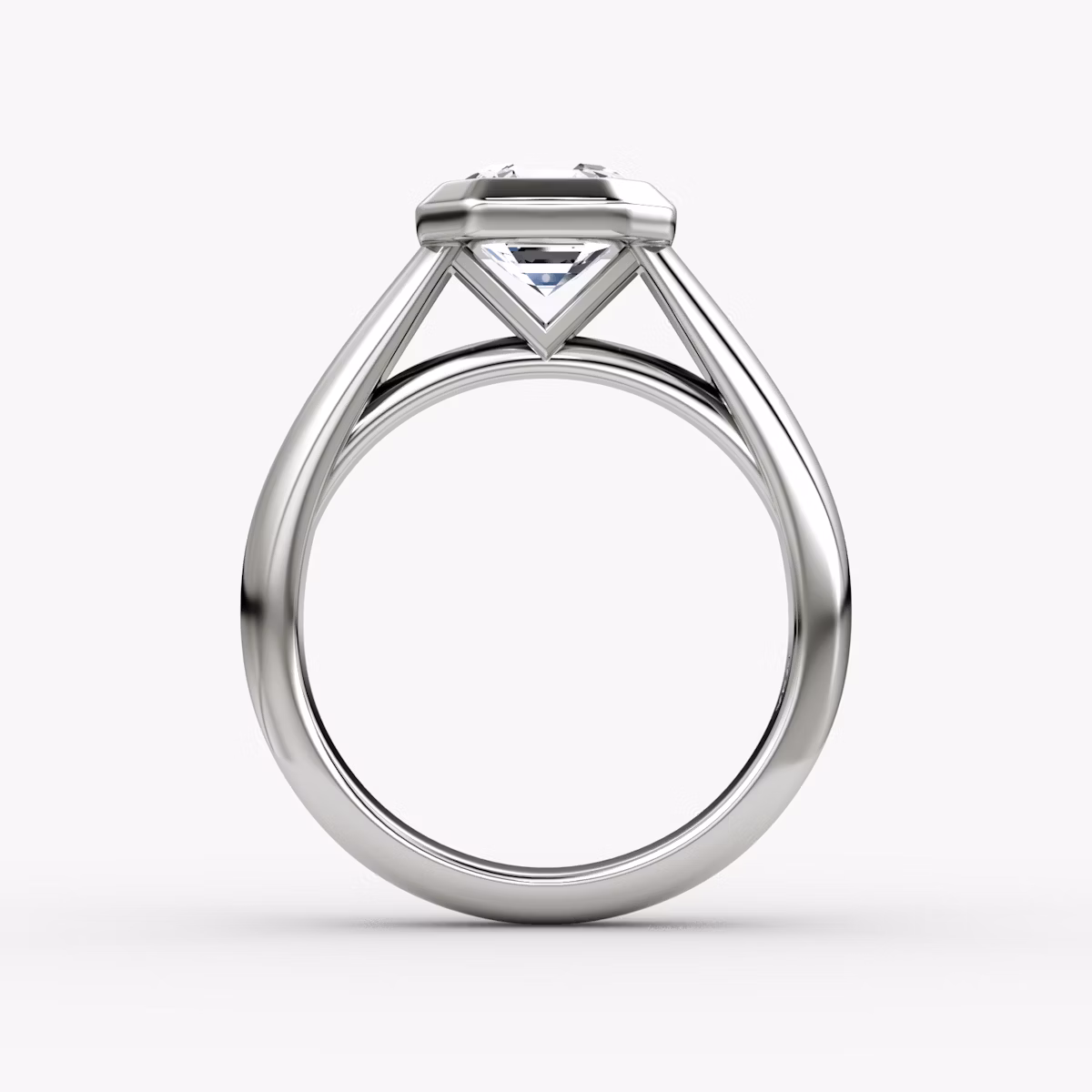 The Sculpture Bezel | Asscher | 18k | White Gold | bandAccent: Plain | diamondOrientation: vertical | caratWeight: other