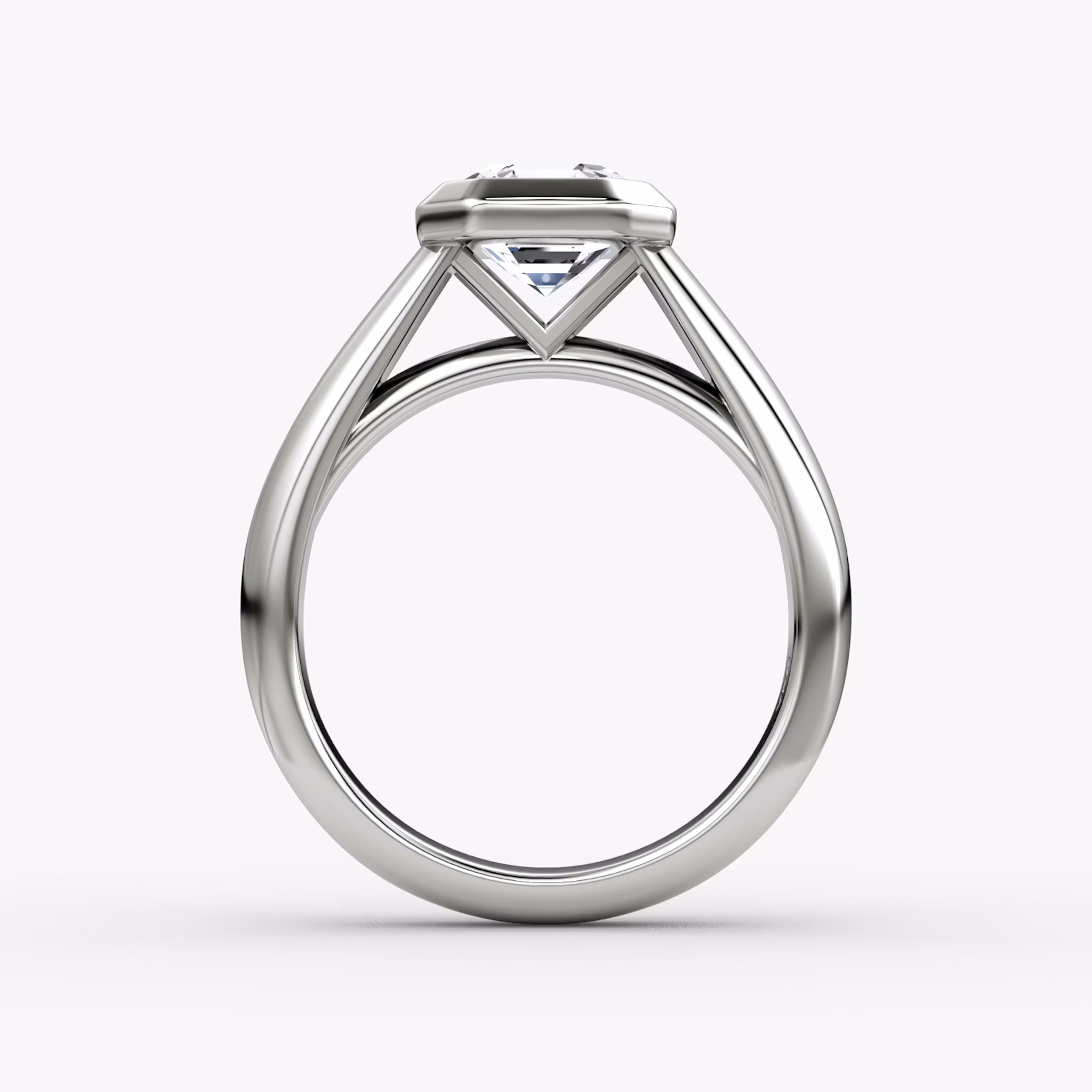 The Sculpture Bezel | Asscher | 18k | White Gold | bandAccent: Plain | diamondOrientation: vertical | caratWeight: other