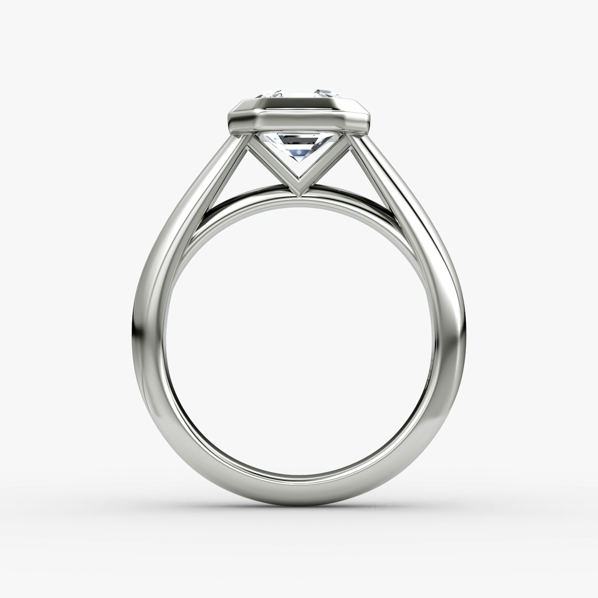 The Sculpture Bezel | Asscher | 18k | White Gold | bandAccent: Plain | diamondOrientation: vertical | caratWeight: other