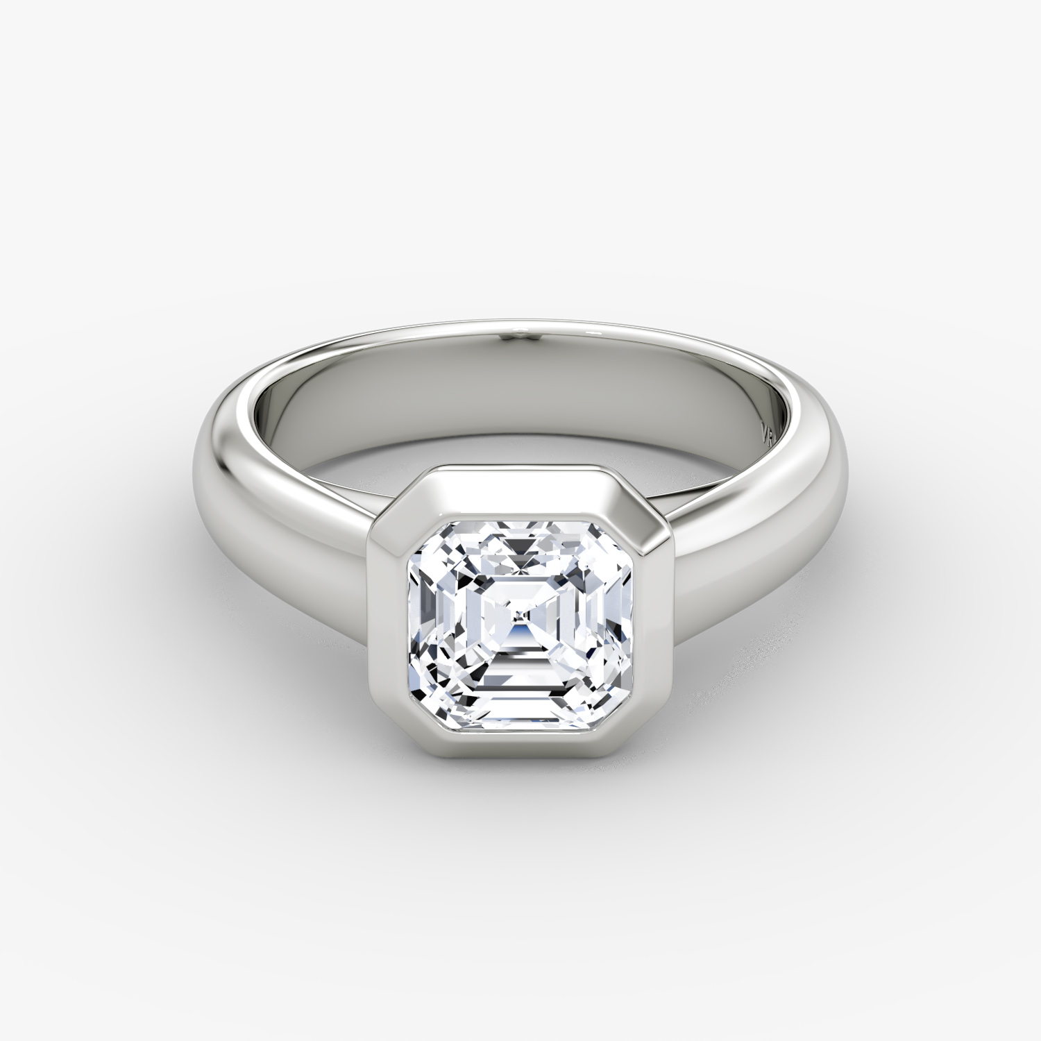 The Sculpture Bezel | Asscher | Platinum | bandAccent: Plain | diamondOrientation: vertical | caratWeight: other