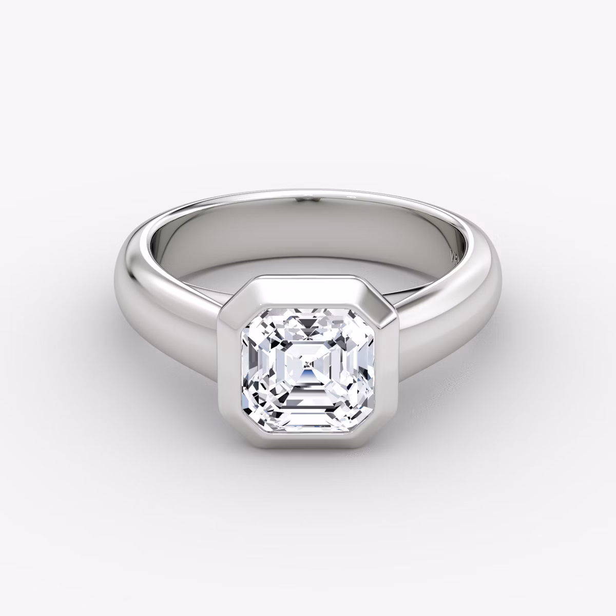 The Sculpture Bezel | Asscher | Platinum | bandAccent: Plain | diamondOrientation: vertical | caratWeight: other
