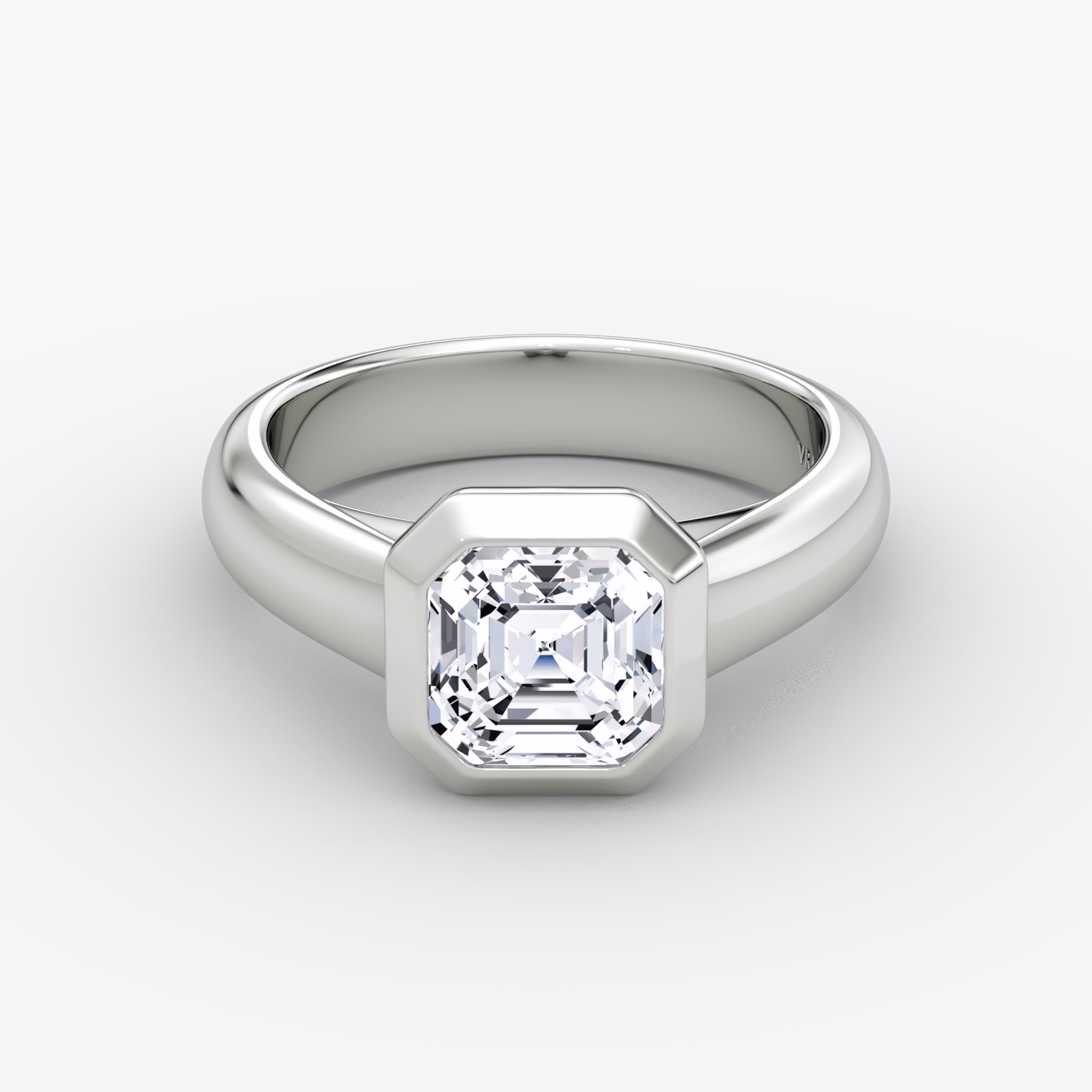 The Sculpture Bezel | Asscher | Platinum | bandAccent: Plain | diamondOrientation: vertical | caratWeight: other