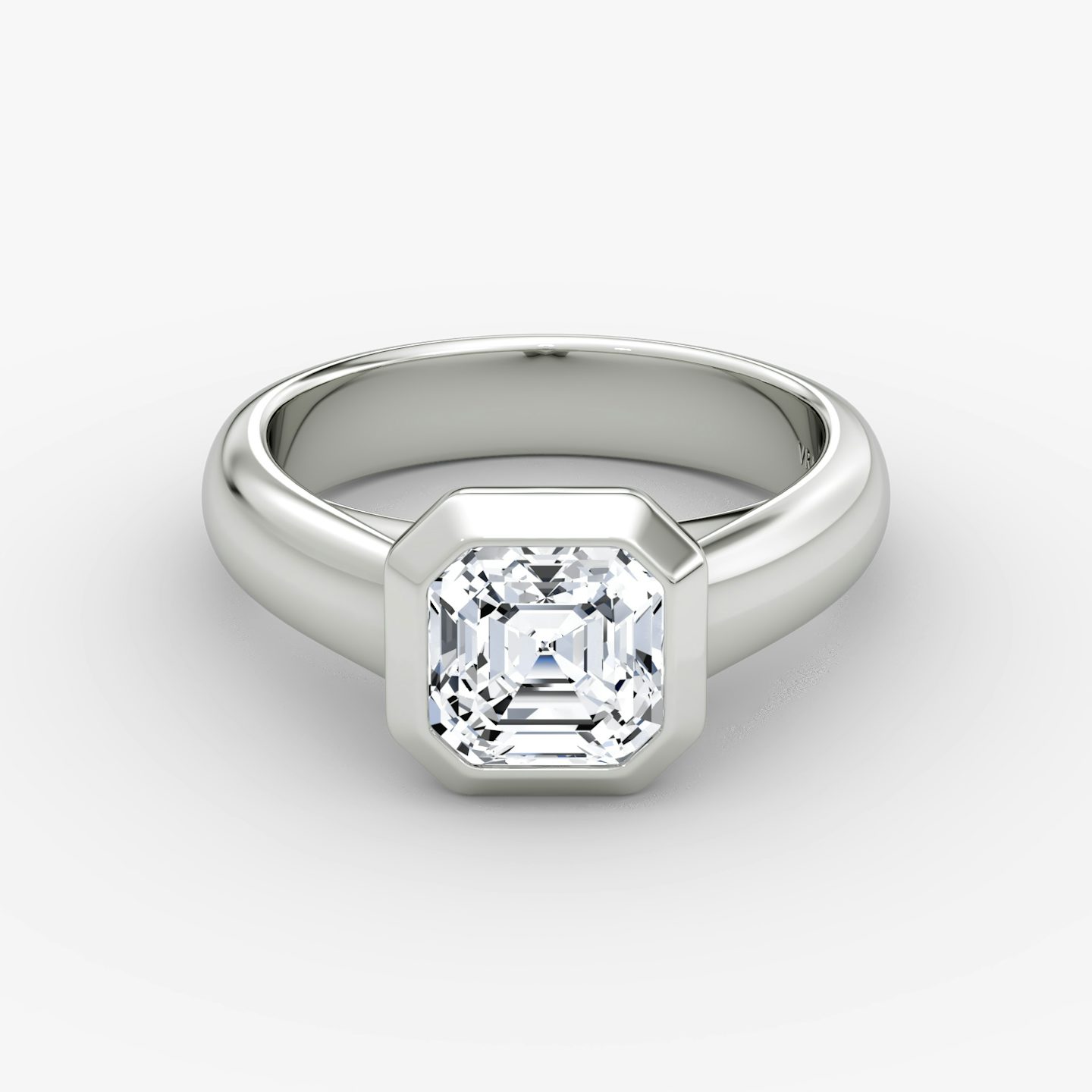 The Sculpture Bezel | Asscher | Platinum | bandAccent: Plain | diamondOrientation: vertical | caratWeight: other