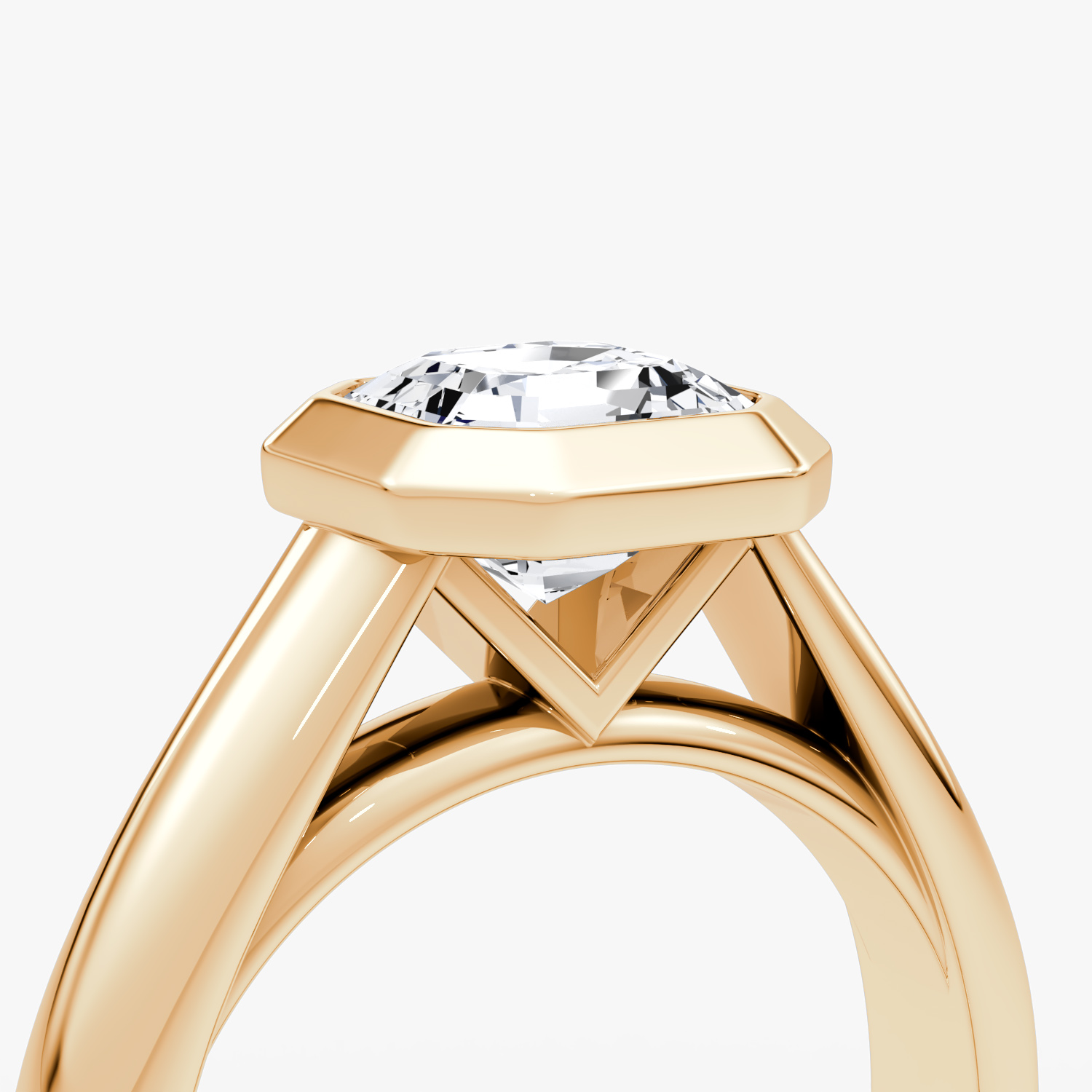 The Sculpture Bezel | Asscher | 14k | Rose Gold | bandAccent: Plain | diamondOrientation: vertical | caratWeight: other