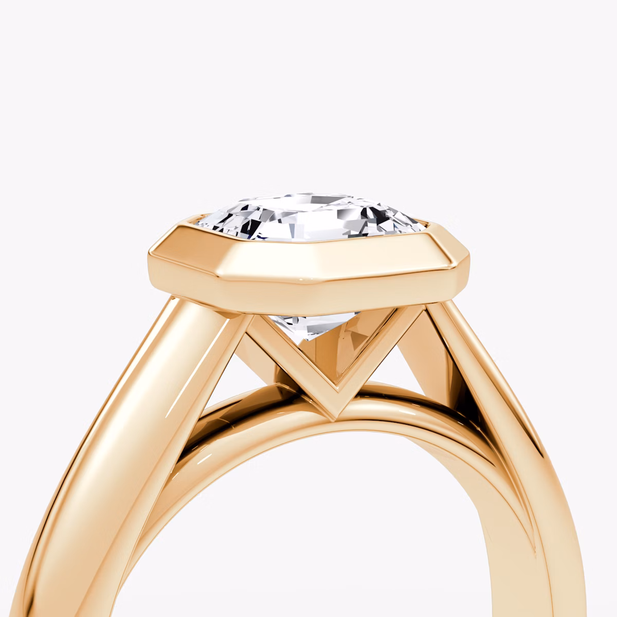 The Sculpture Bezel | Asscher | 14k | Rose Gold | bandAccent: Plain | diamondOrientation: vertical | caratWeight: other