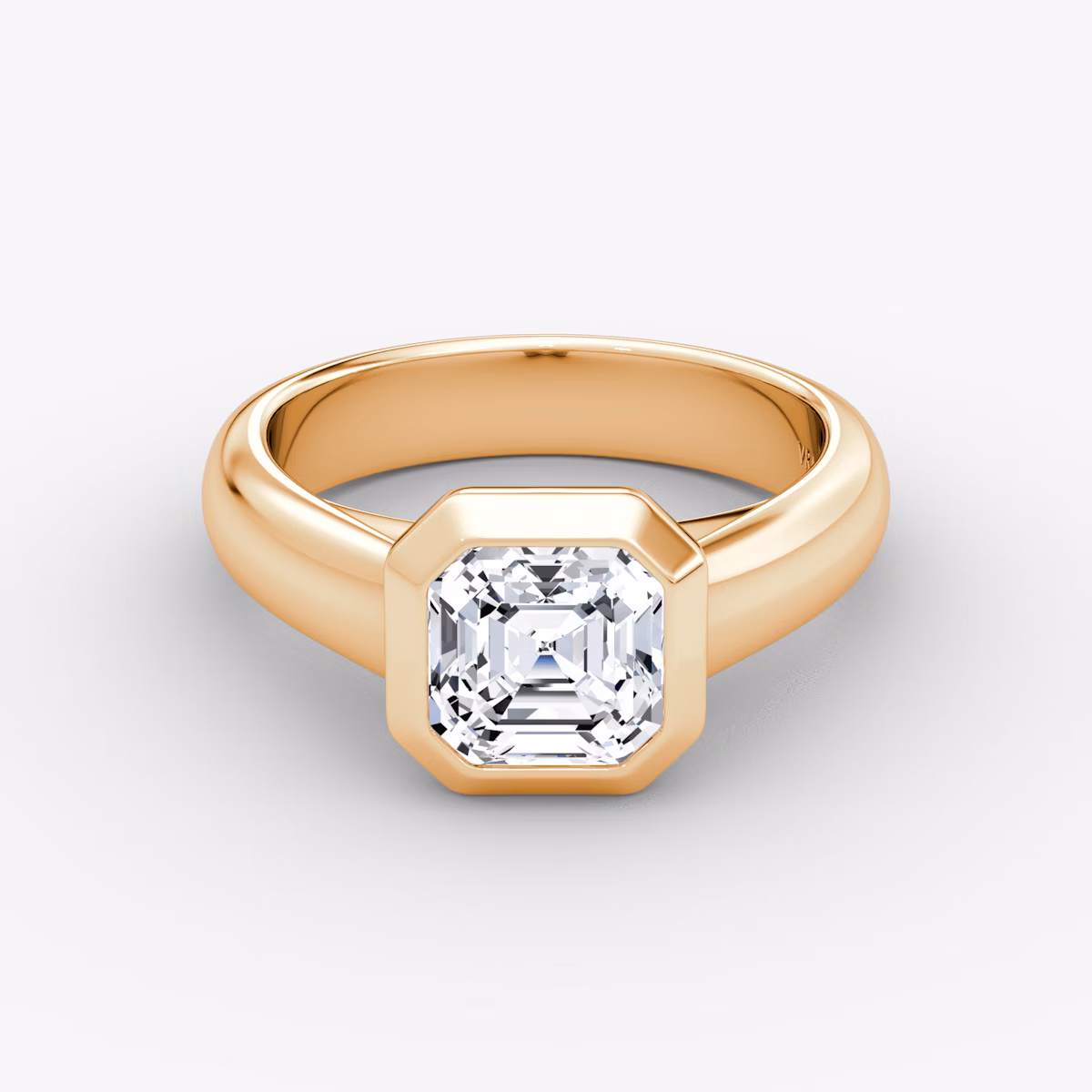 The Sculpture Bezel | Asscher | 14k | Rose Gold | bandAccent: Plain | diamondOrientation: vertical | caratWeight: other