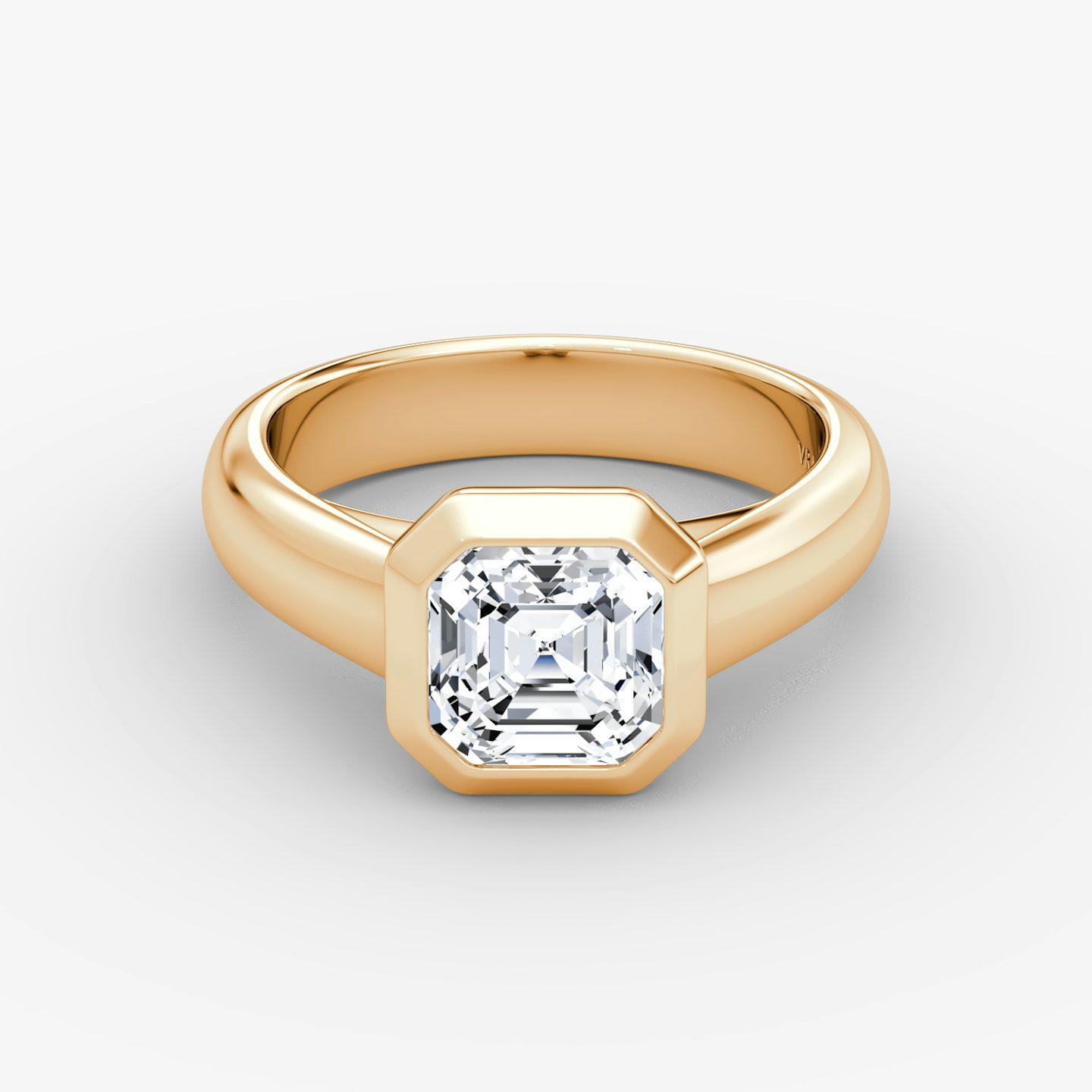 The Sculpture Bezel | Asscher | 14k | Rose Gold | bandAccent: Plain | diamondOrientation: vertical | caratWeight: other