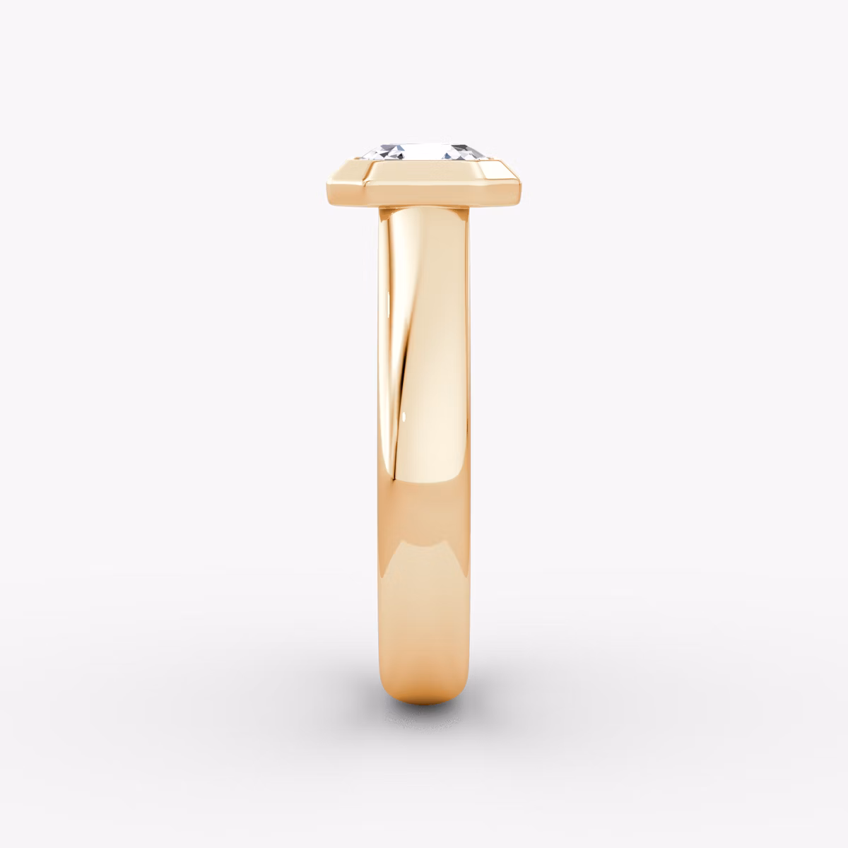 The Sculpture Bezel | Asscher | 14k | Rose Gold | bandAccent: Plain | diamondOrientation: vertical | caratWeight: other