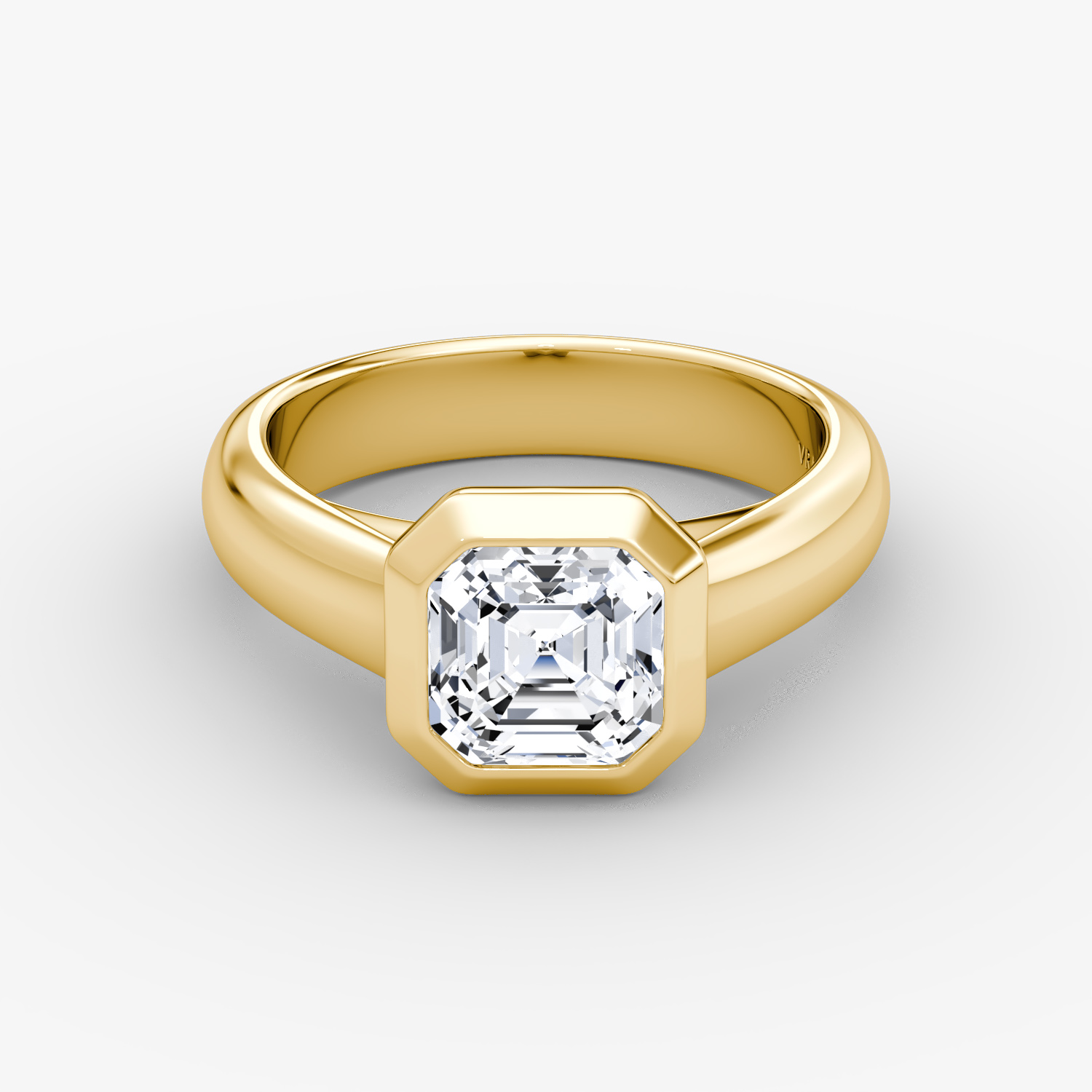 The Sculpture Bezel | Asscher | 18k | Yellow Gold | bandAccent: Plain | diamondOrientation: vertical | caratWeight: other