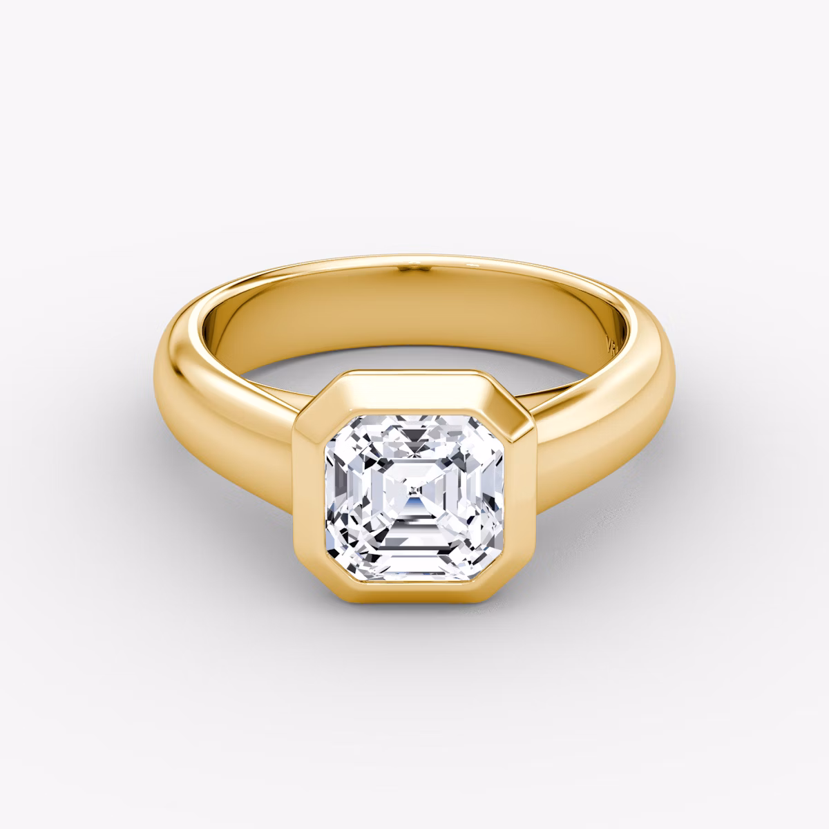 The Sculpture Bezel | Asscher | 18k | Yellow Gold | bandAccent: Plain | diamondOrientation: vertical | caratWeight: other