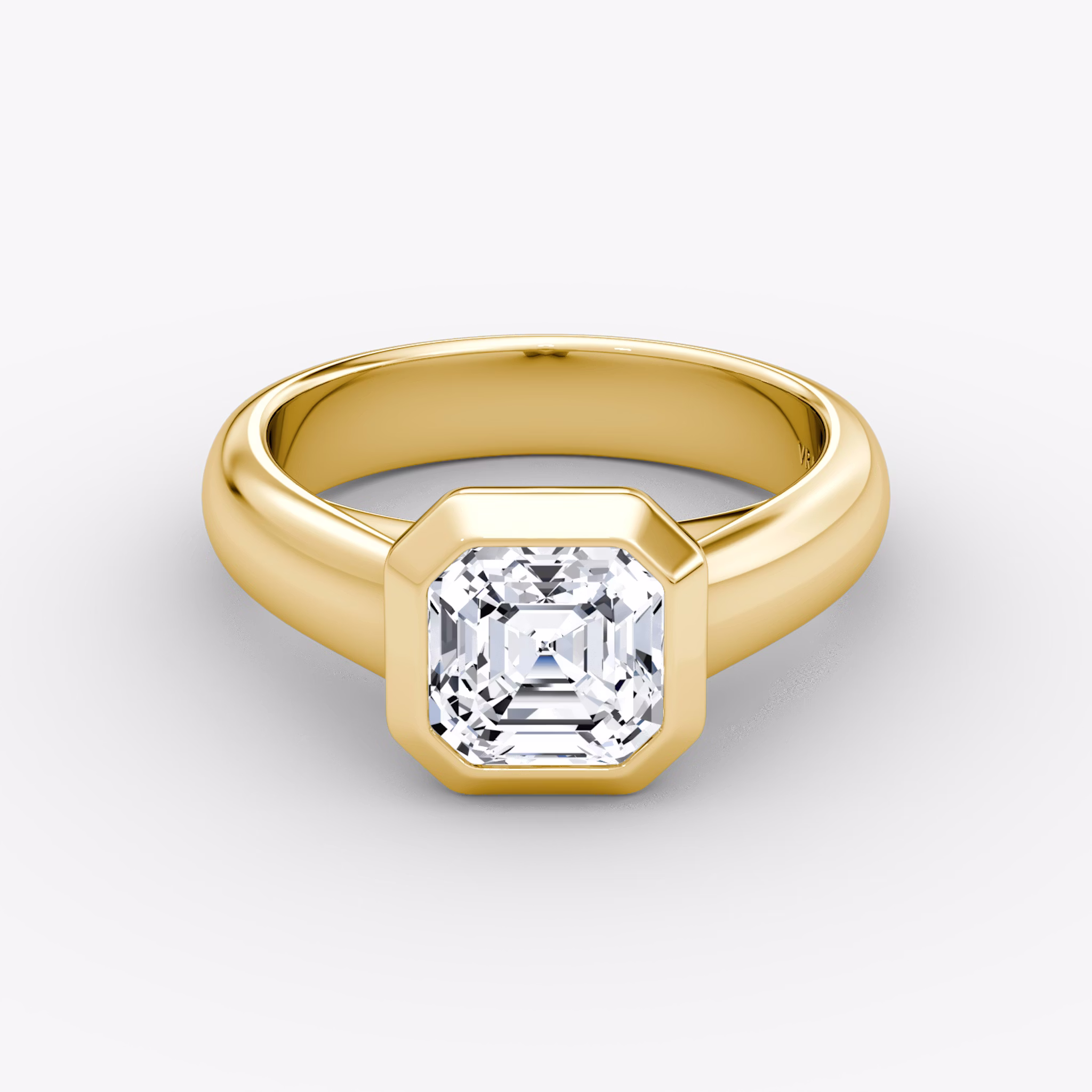 The Sculpture Bezel | Asscher | 18k | Yellow Gold | bandAccent: Plain | diamondOrientation: vertical | caratWeight: other