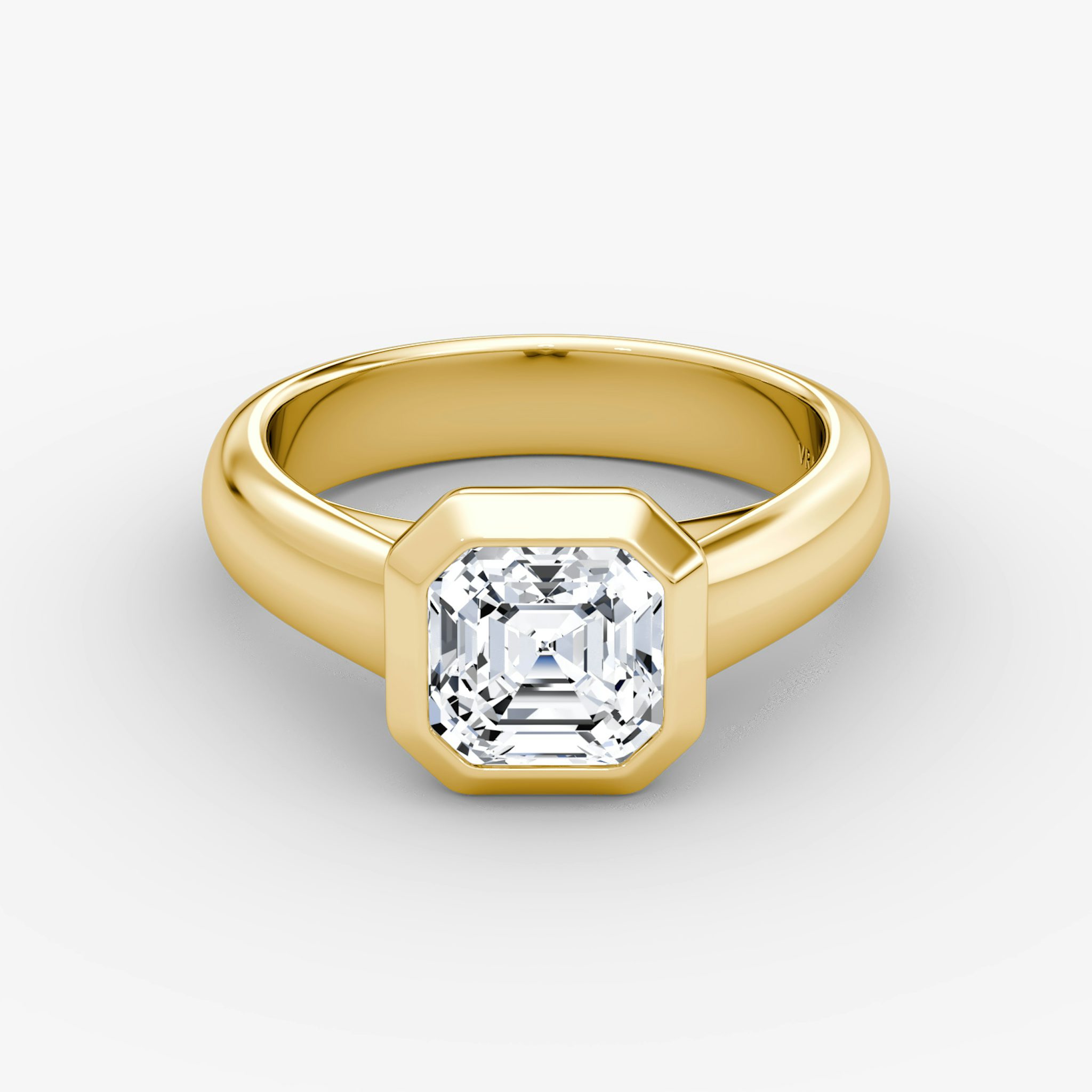 The Sculpture Bezel | Asscher | 18k | Yellow Gold | bandAccent: Plain | diamondOrientation: vertical | caratWeight: other