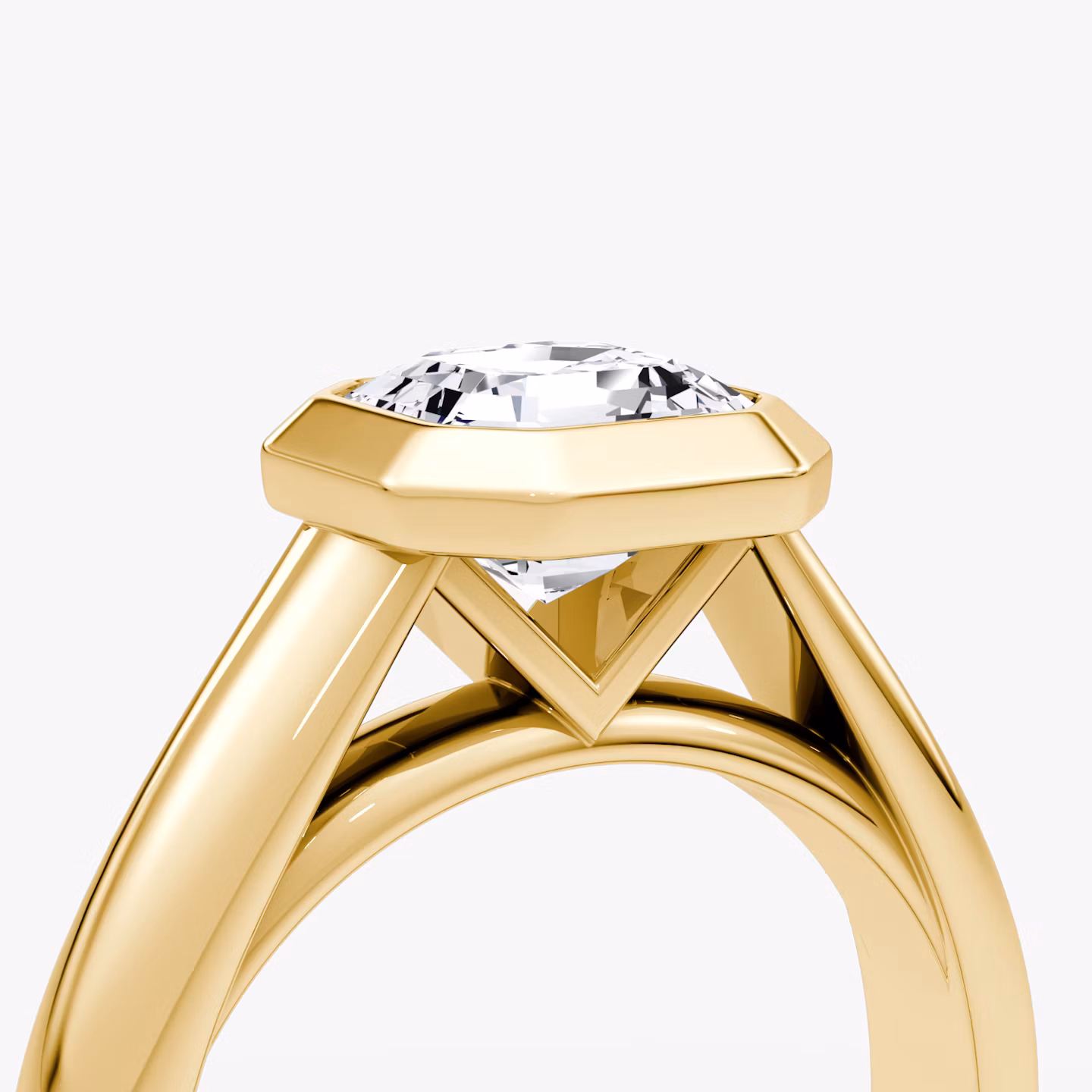 The Sculpture Bezel | Asscher | 18k | Yellow Gold | bandAccent: Plain | diamondOrientation: vertical | caratWeight: other
