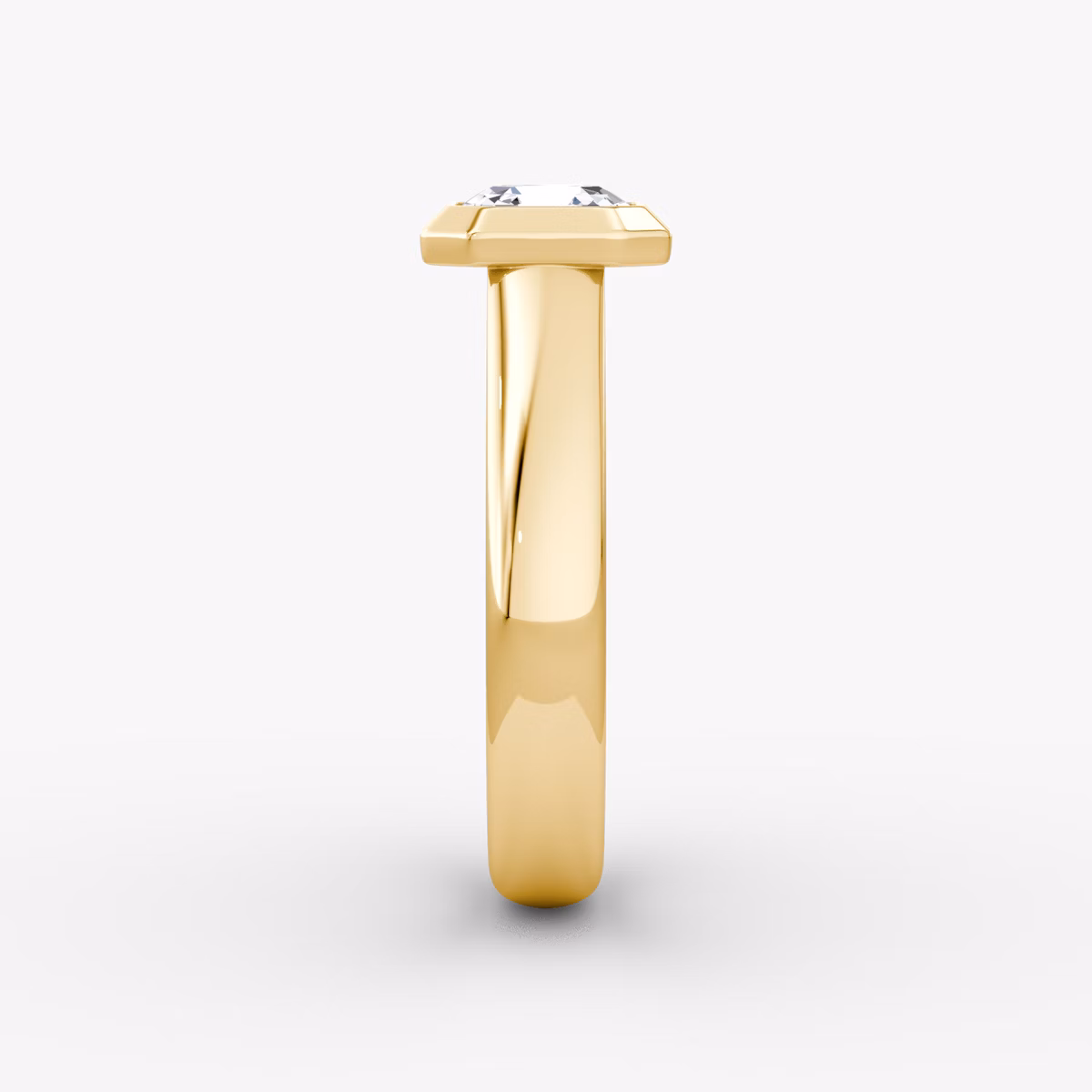 The Sculpture Bezel | Asscher | 18k | Yellow Gold | bandAccent: Plain | diamondOrientation: vertical | caratWeight: other
