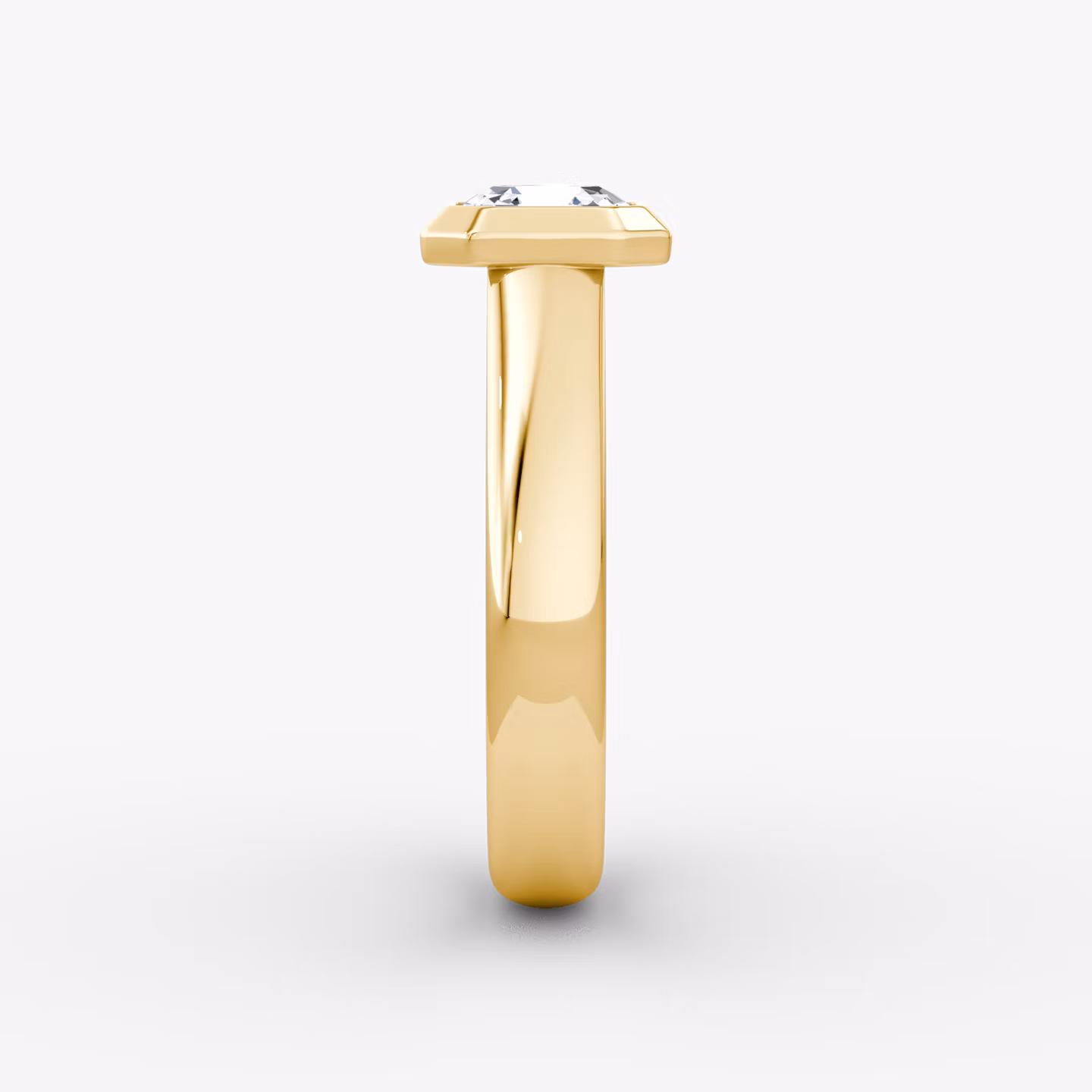 The Sculpture Bezel | Asscher | 18k | Yellow Gold | bandAccent: Plain | diamondOrientation: vertical | caratWeight: other