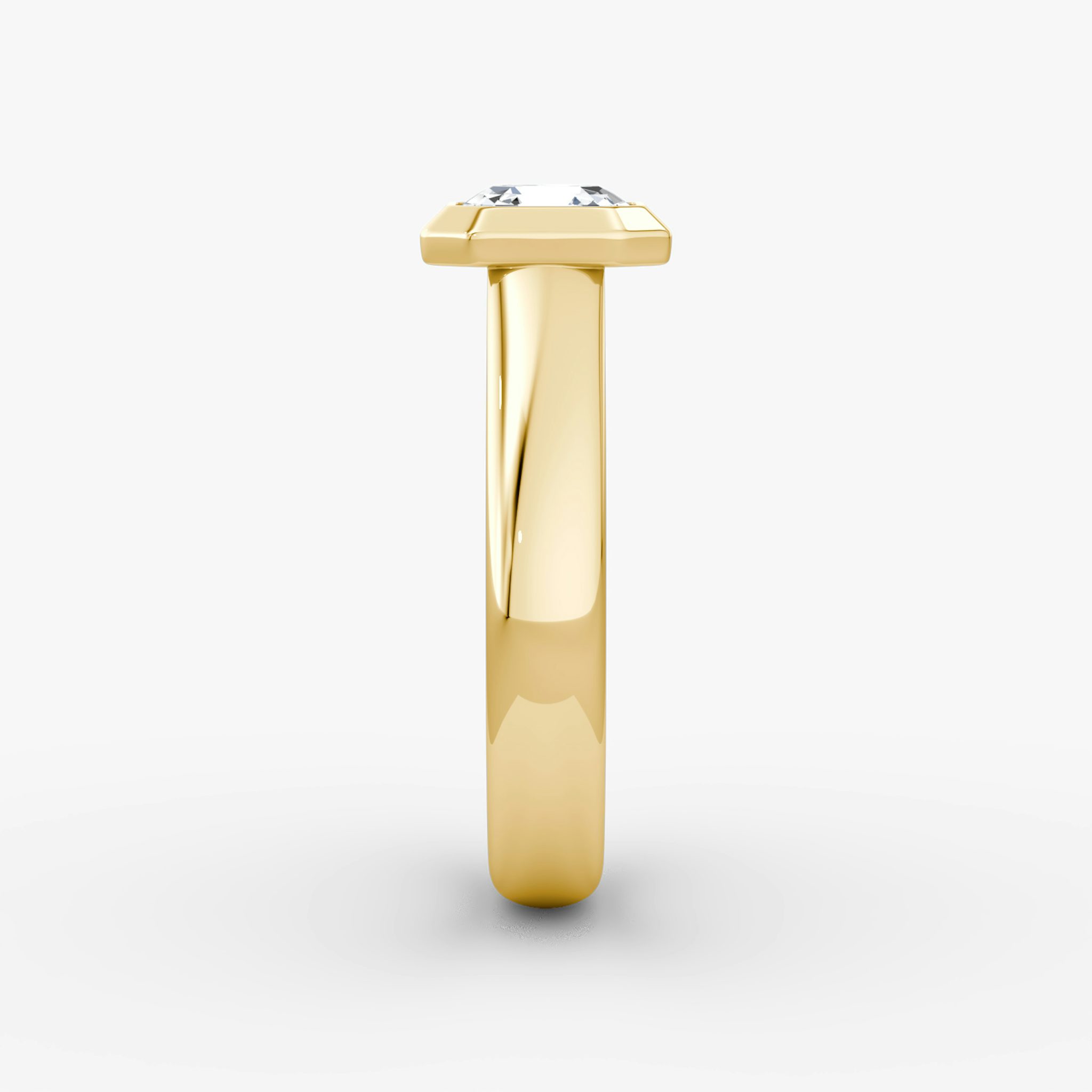 The Sculpture Bezel | Asscher | 18k | Yellow Gold | bandAccent: Plain | diamondOrientation: vertical | caratWeight: other