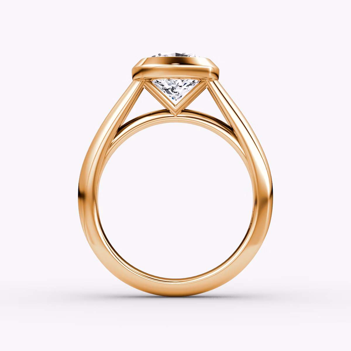 The Sculpture Bezel | Cushion | 14k | Rose Gold | bandAccent: Plain | diamondOrientation: vertical | caratWeight: other
