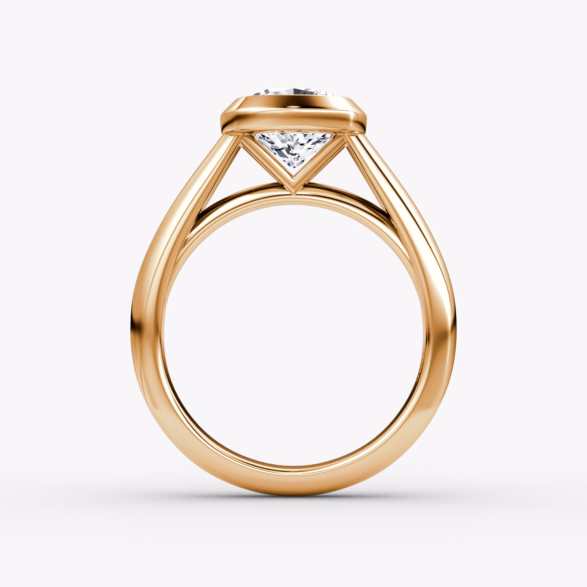 The Sculpture Bezel | Cushion | 14k | Rose Gold | bandAccent: Plain | diamondOrientation: vertical | caratWeight: other