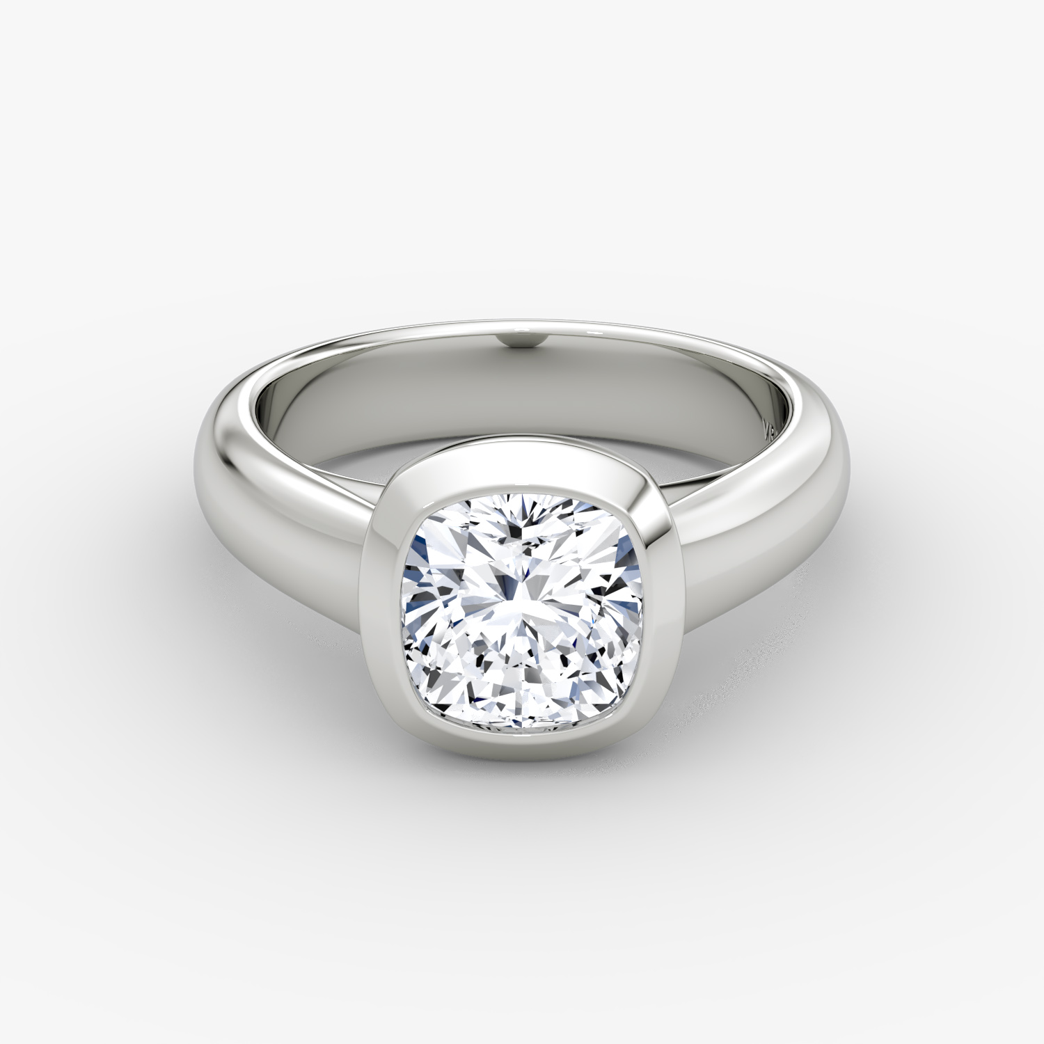 The Sculpture Bezel | Cushion | Platinum | bandAccent: Plain | diamondOrientation: vertical | caratWeight: other
