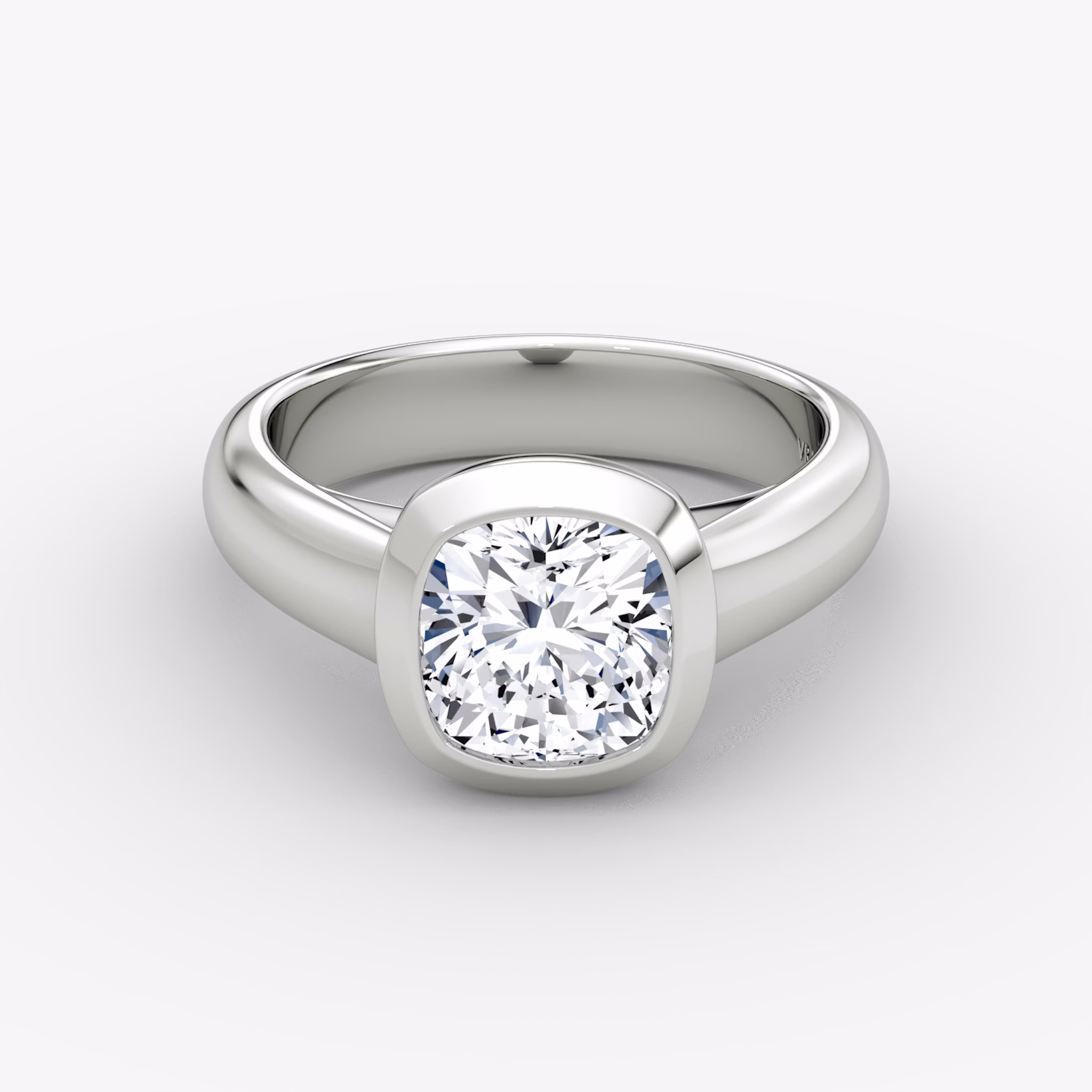 The Sculpture Bezel | Cushion | Platinum | bandAccent: Plain | diamondOrientation: vertical | caratWeight: other