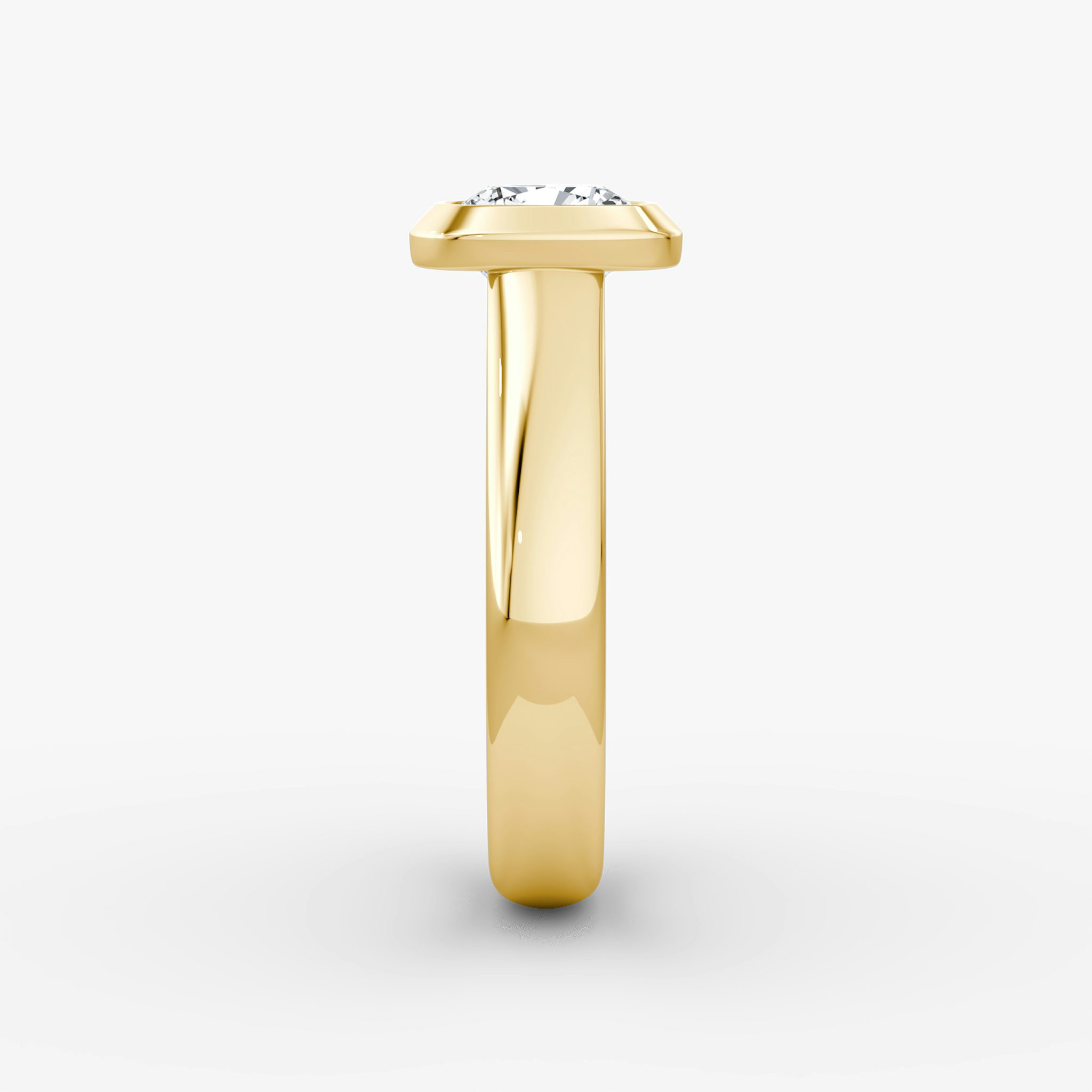 The Sculpture Bezel | Cushion | 18k | Yellow Gold | bandAccent: Plain | diamondOrientation: vertical | caratWeight: other